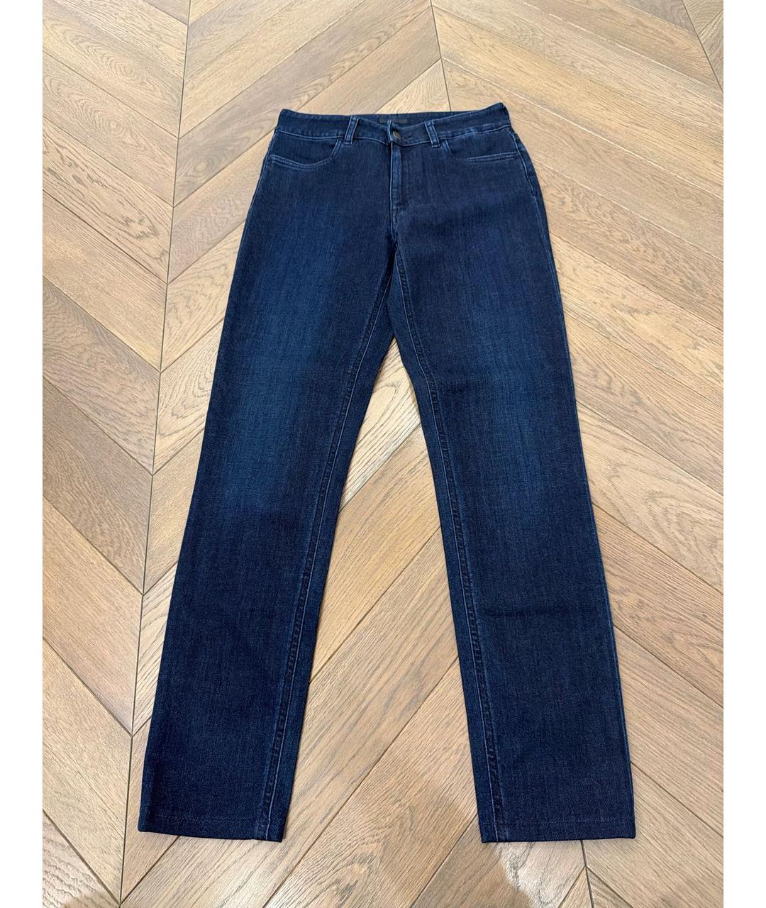 PRADA Темно-синие хлопко-эластановые прямые джинсы, фото 6