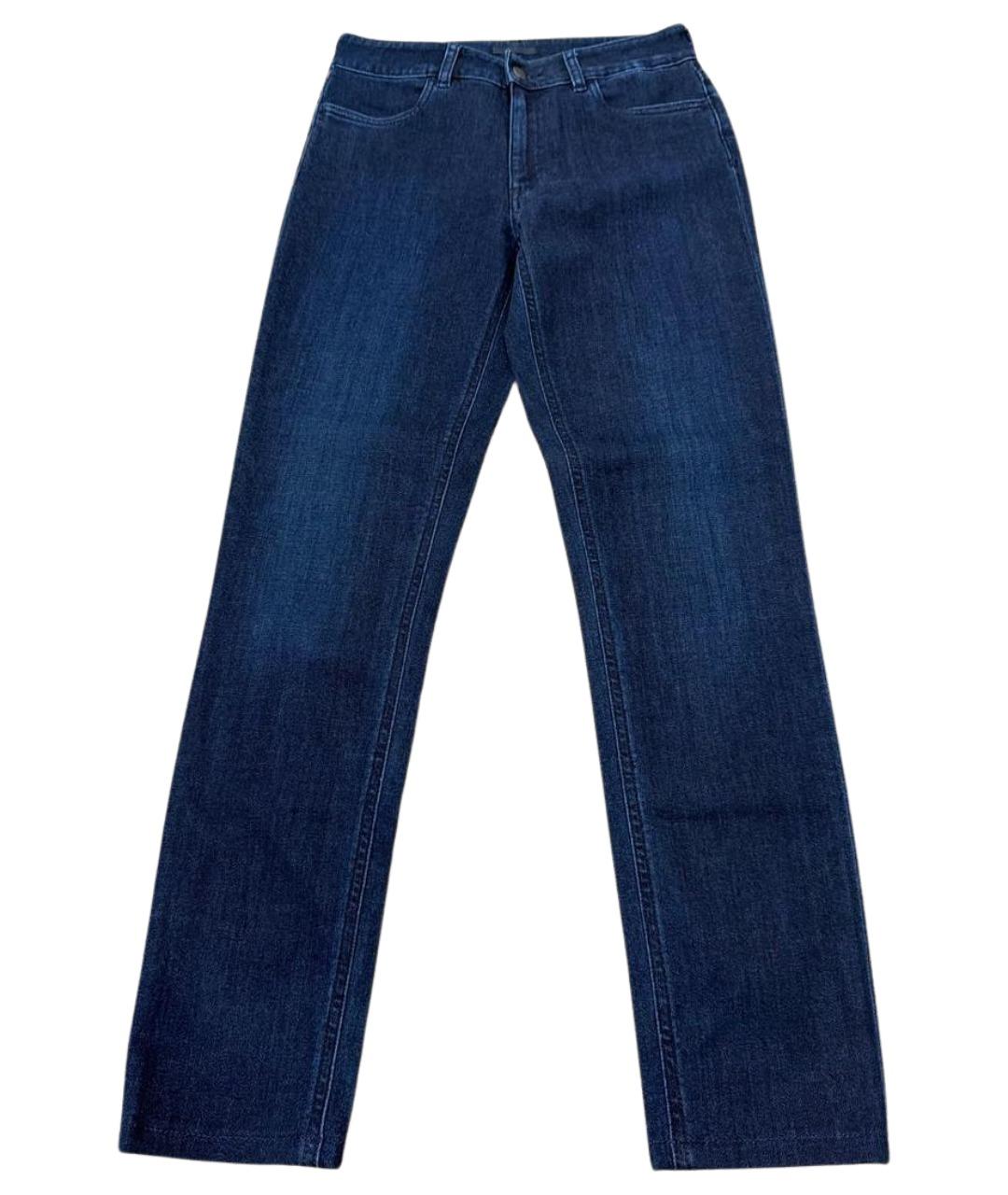 PRADA Темно-синие хлопко-эластановые прямые джинсы, фото 1