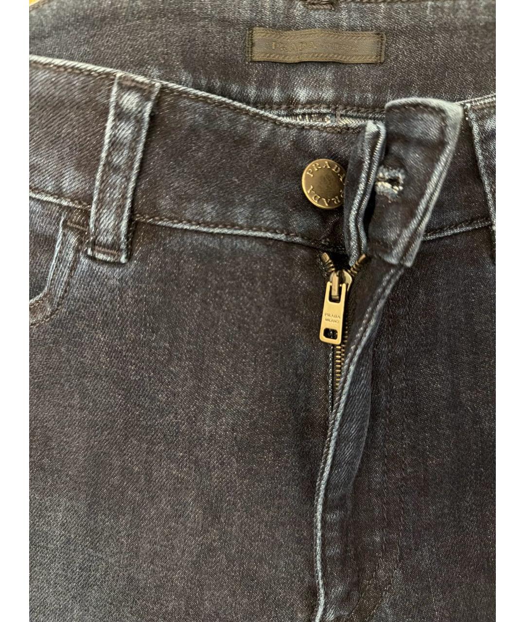 PRADA Темно-синие хлопко-эластановые прямые джинсы, фото 5