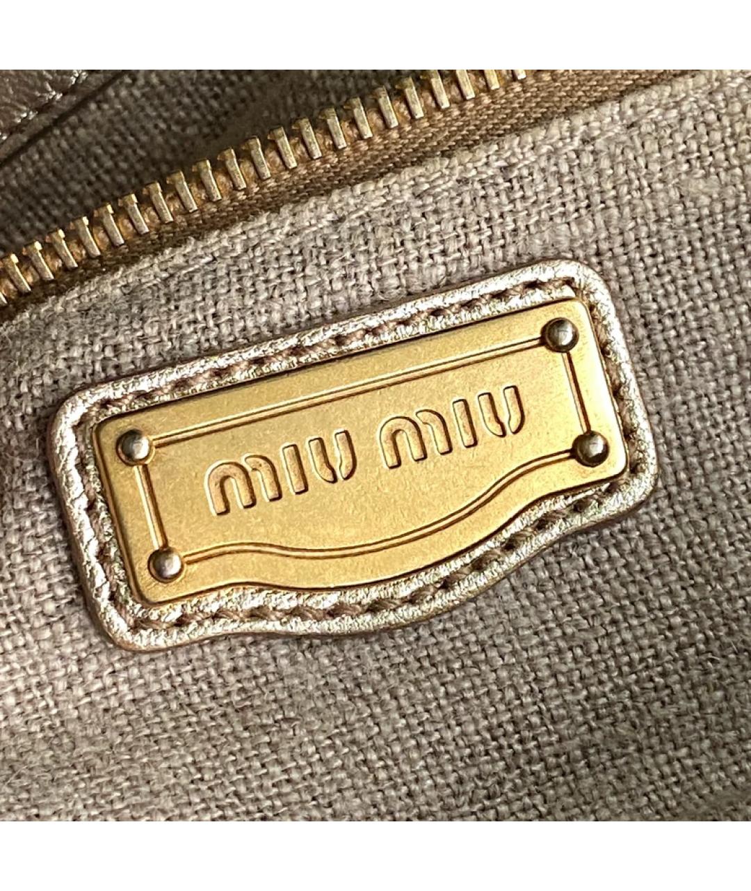 MIU MIU Бежевая льняная сумка с короткими ручками, фото 7
