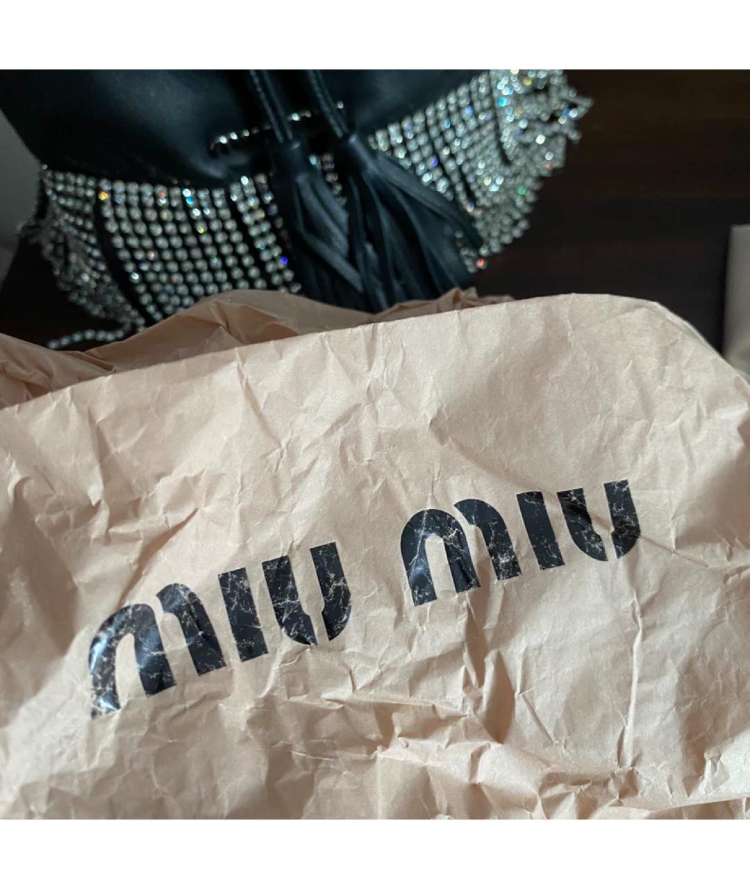 MIU MIU Черная кожаная сумка с короткими ручками, фото 4