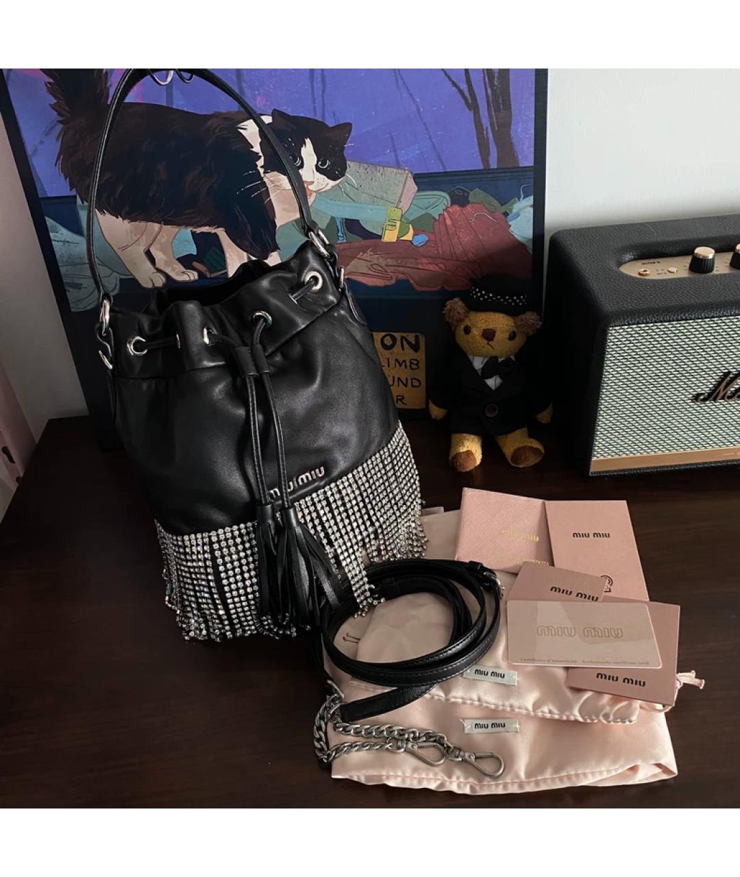MIU MIU Черная кожаная сумка с короткими ручками, фото 8