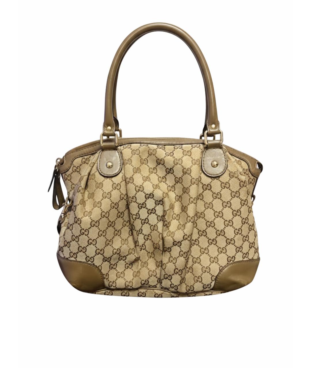 GUCCI Бежевая тканевая сумка с короткими ручками, фото 1