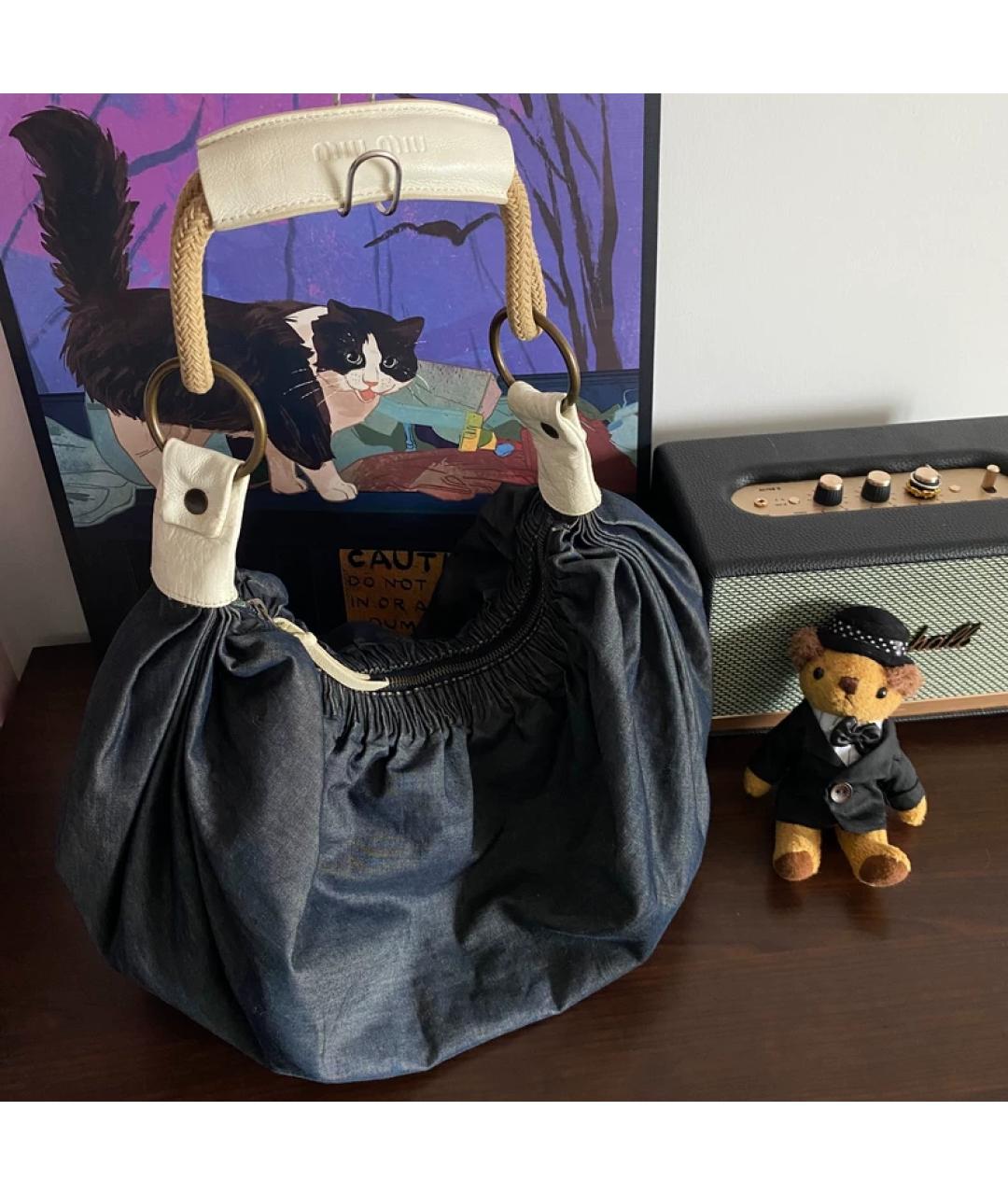 MIU MIU Темно-синяя тканевая сумка через плечо, фото 5