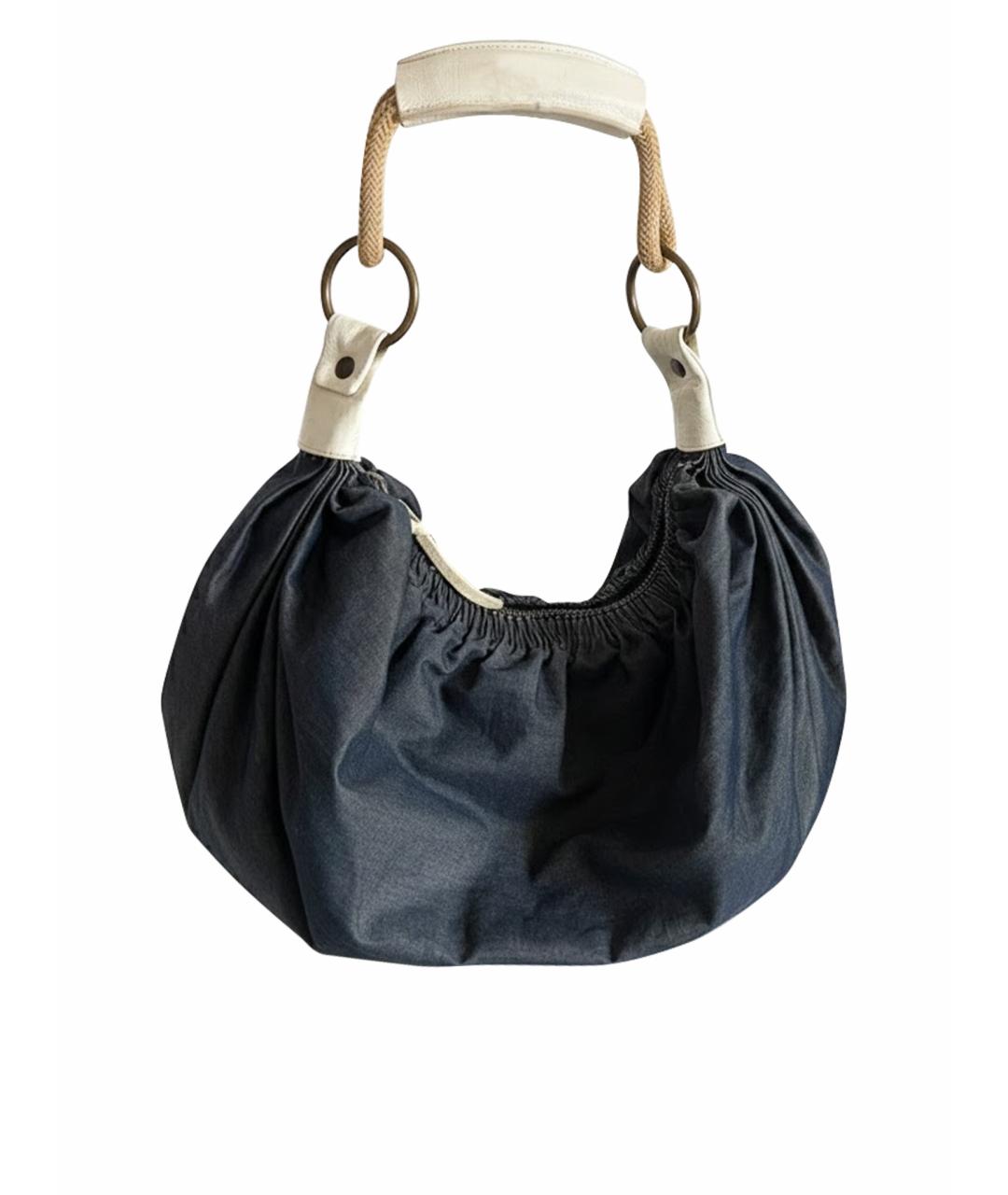 MIU MIU Темно-синяя тканевая сумка через плечо, фото 1