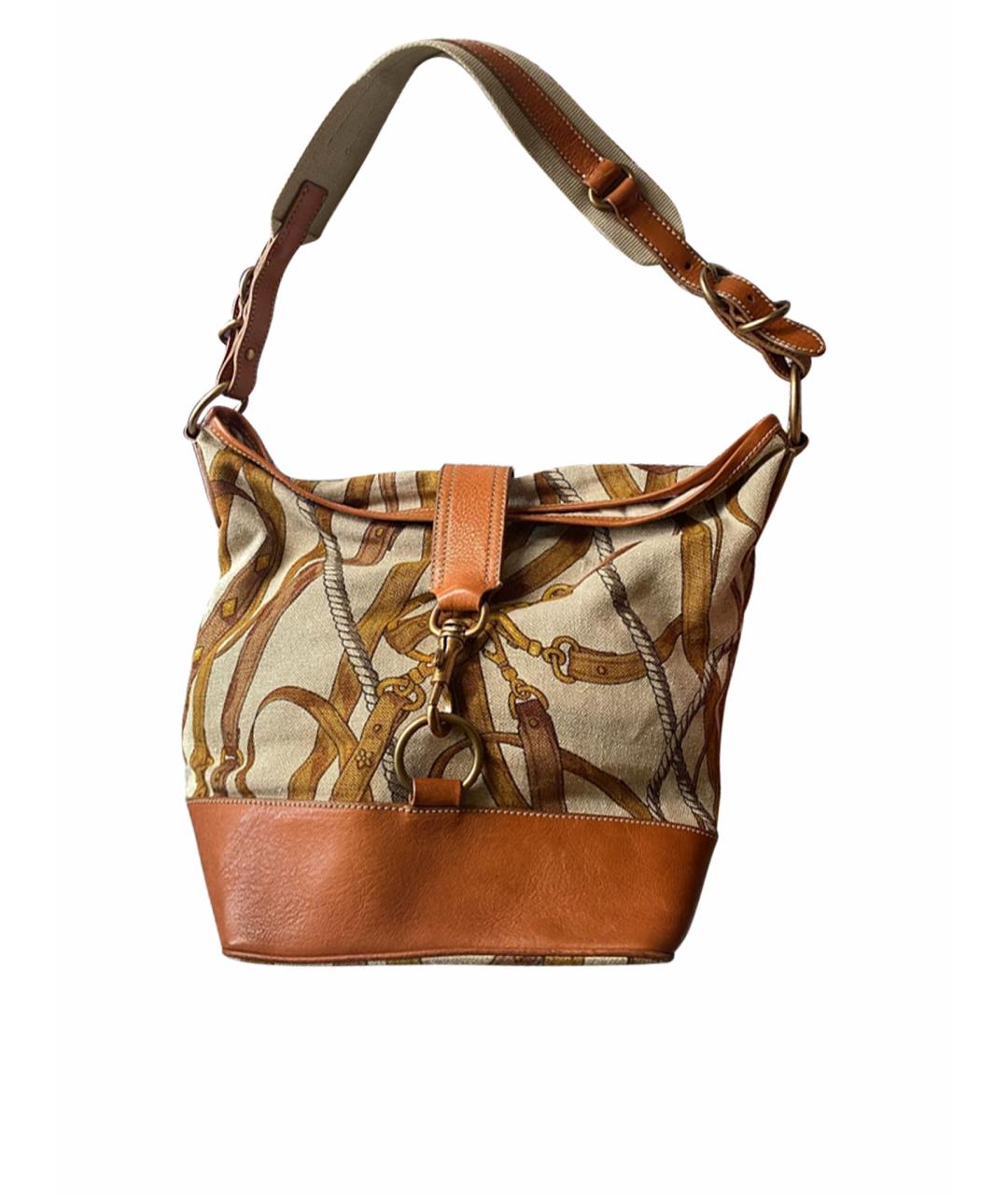 MIU MIU Бежевая тканевая сумка через плечо, фото 1