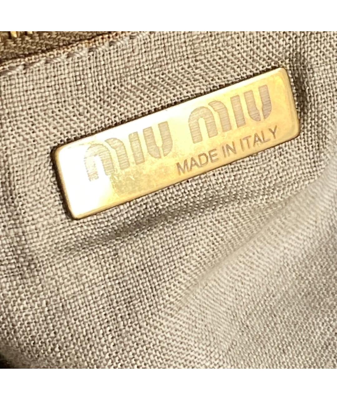 MIU MIU Бежевая тканевая сумка через плечо, фото 5