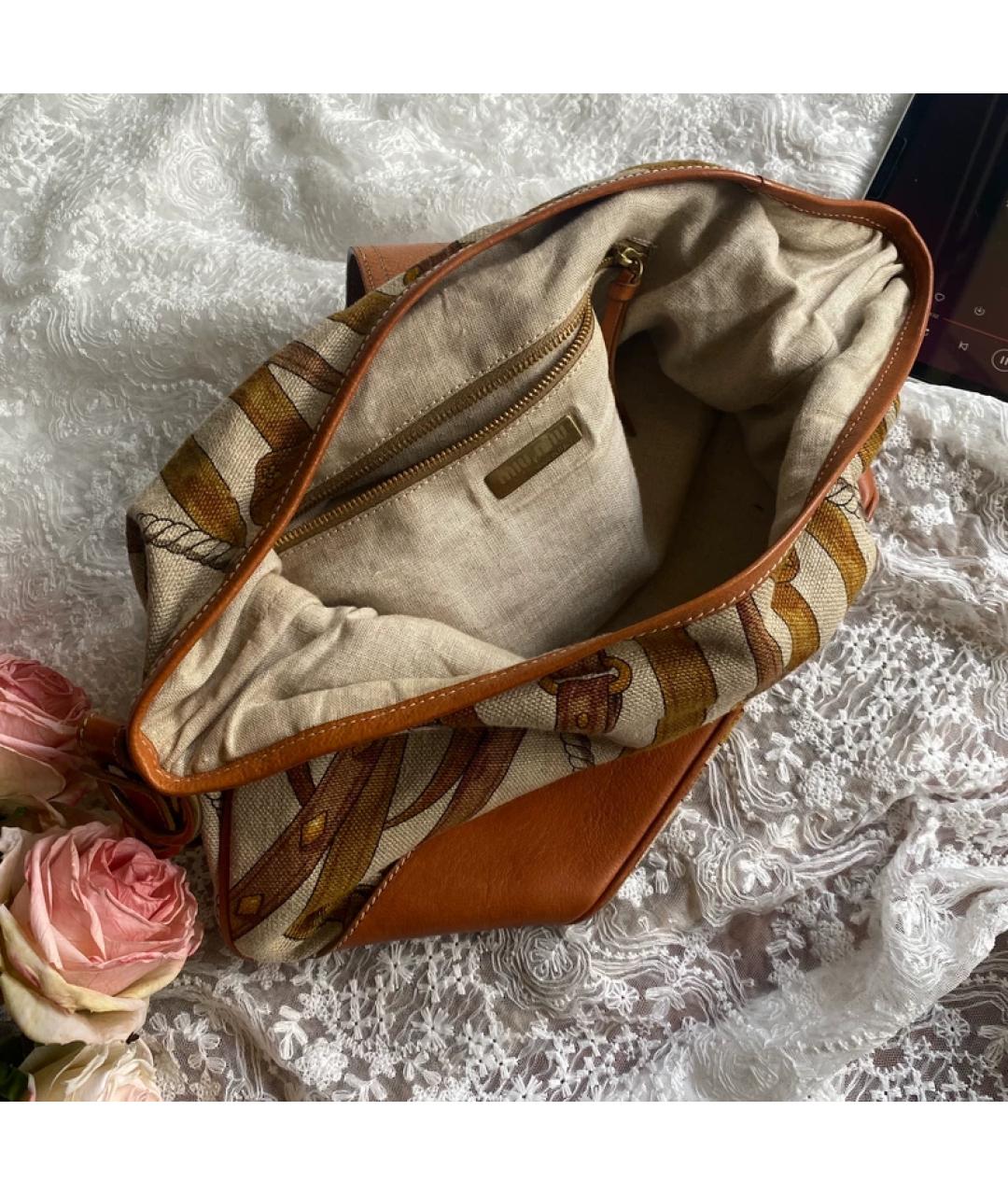 MIU MIU Бежевая тканевая сумка через плечо, фото 3