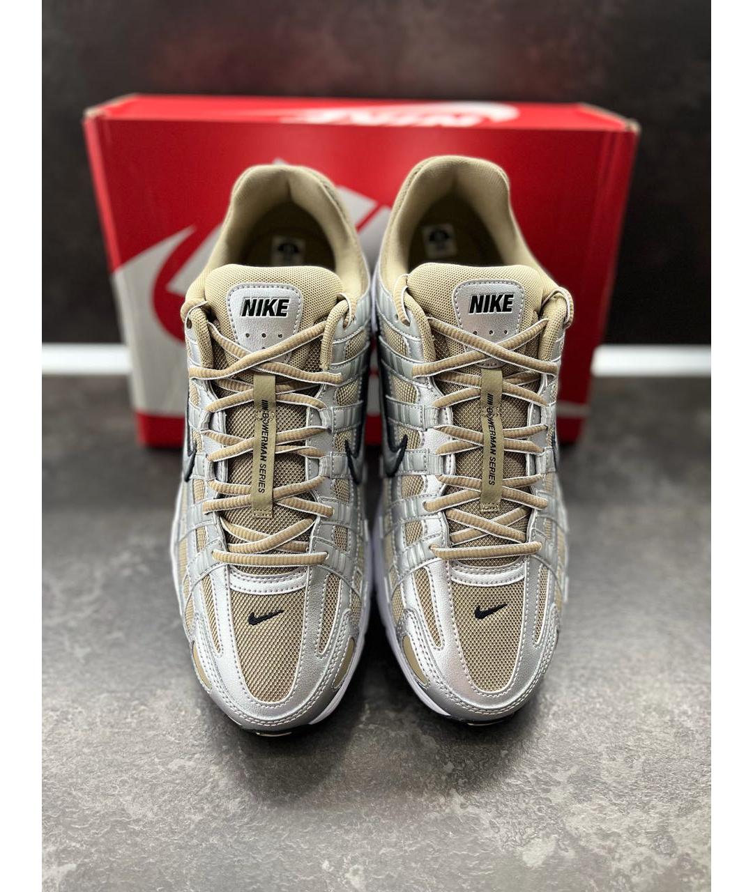 NIKE Бежевые синтетические низкие кроссовки / кеды, фото 3