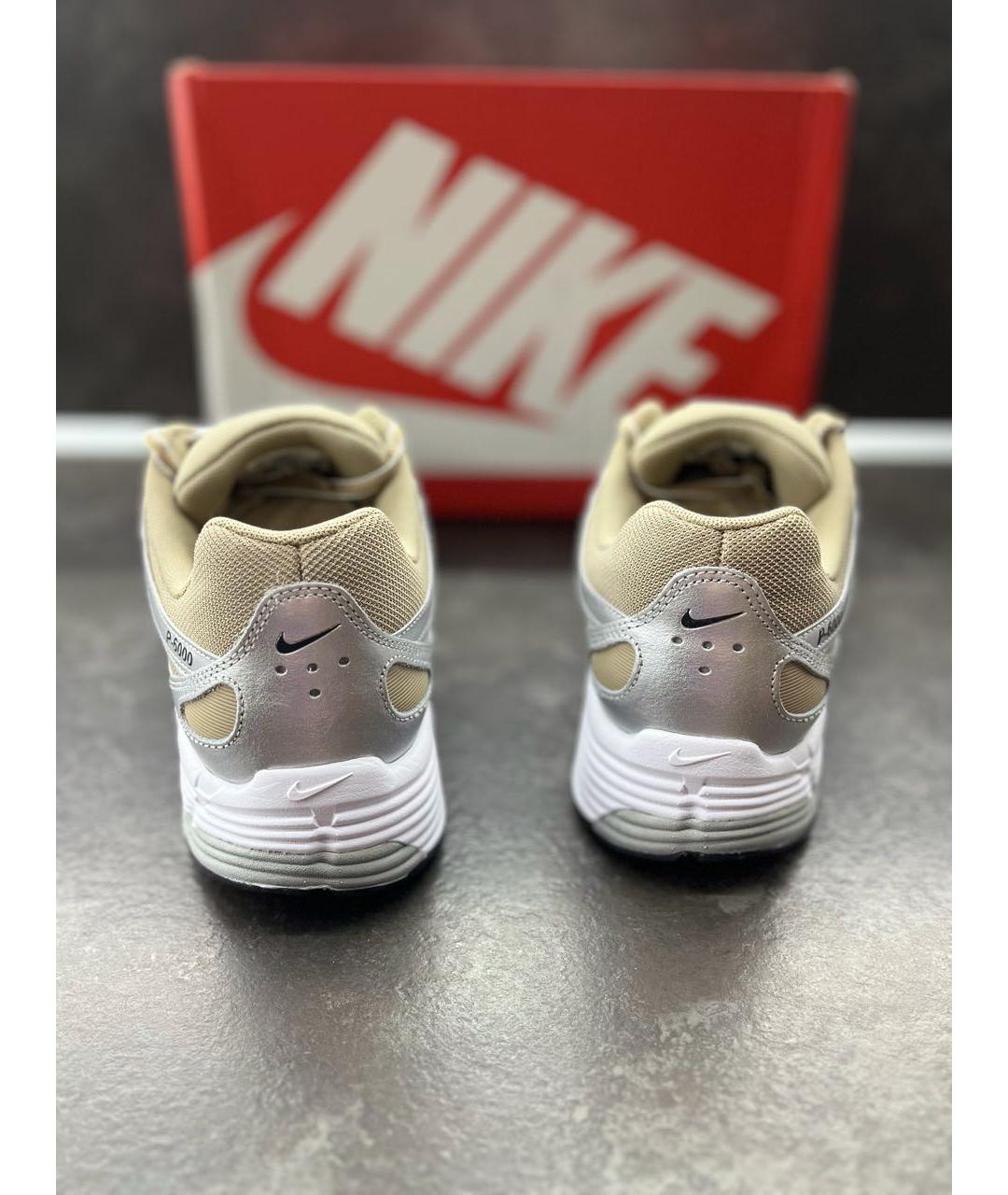 NIKE Бежевые синтетические низкие кроссовки / кеды, фото 4