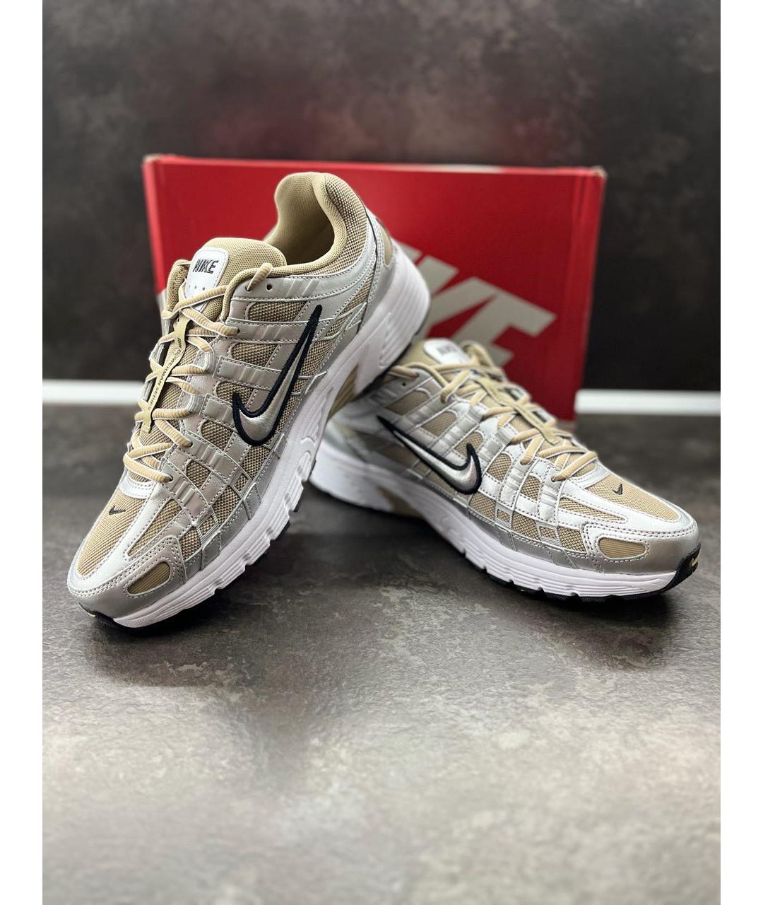 NIKE Бежевые синтетические низкие кроссовки / кеды, фото 7