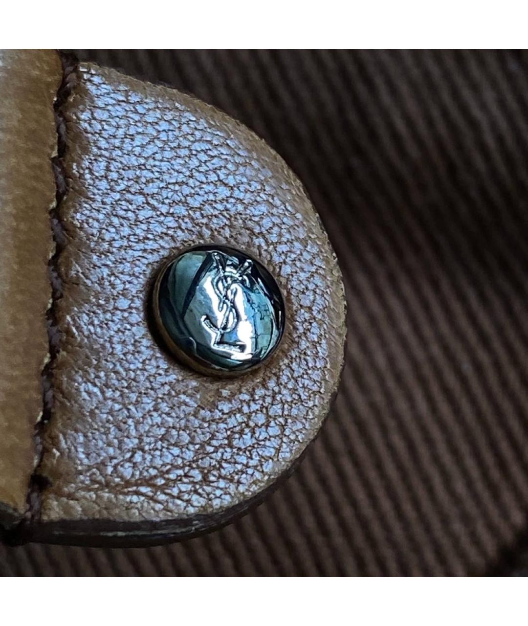 SAINT LAURENT Коричневая тканевая сумка с короткими ручками, фото 2