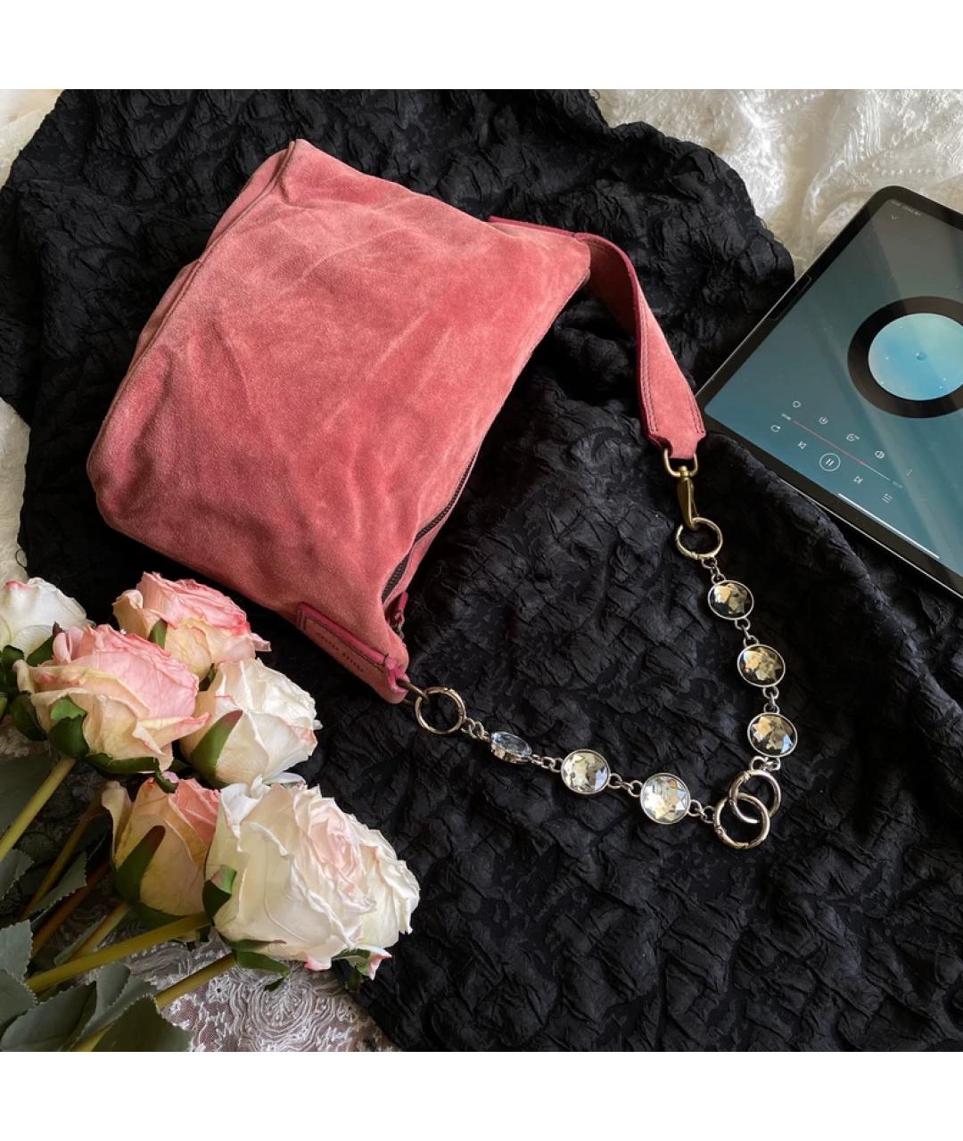 MIU MIU Розовая замшевая сумка с короткими ручками, фото 7