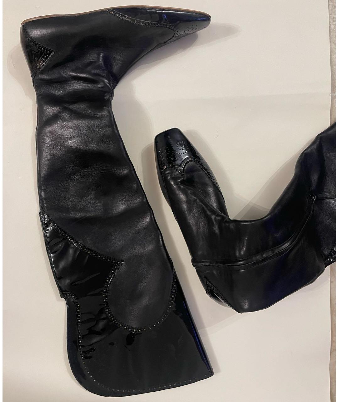 ALEXANDER MCQUEEN Черные кожаные ботфорты, фото 2