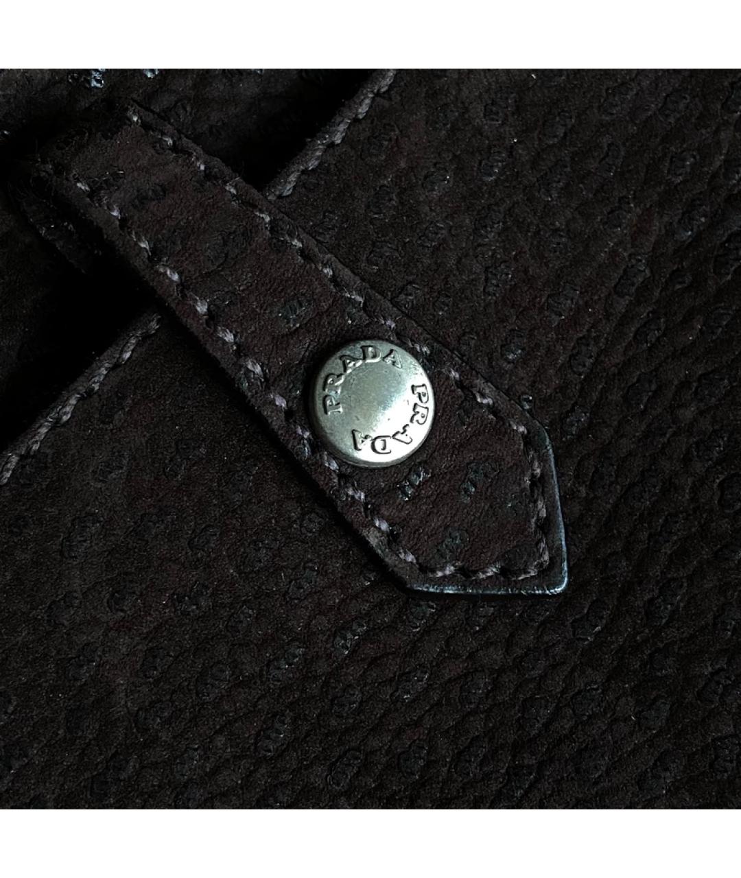 PRADA Коричневая замшевая сумка с короткими ручками, фото 6