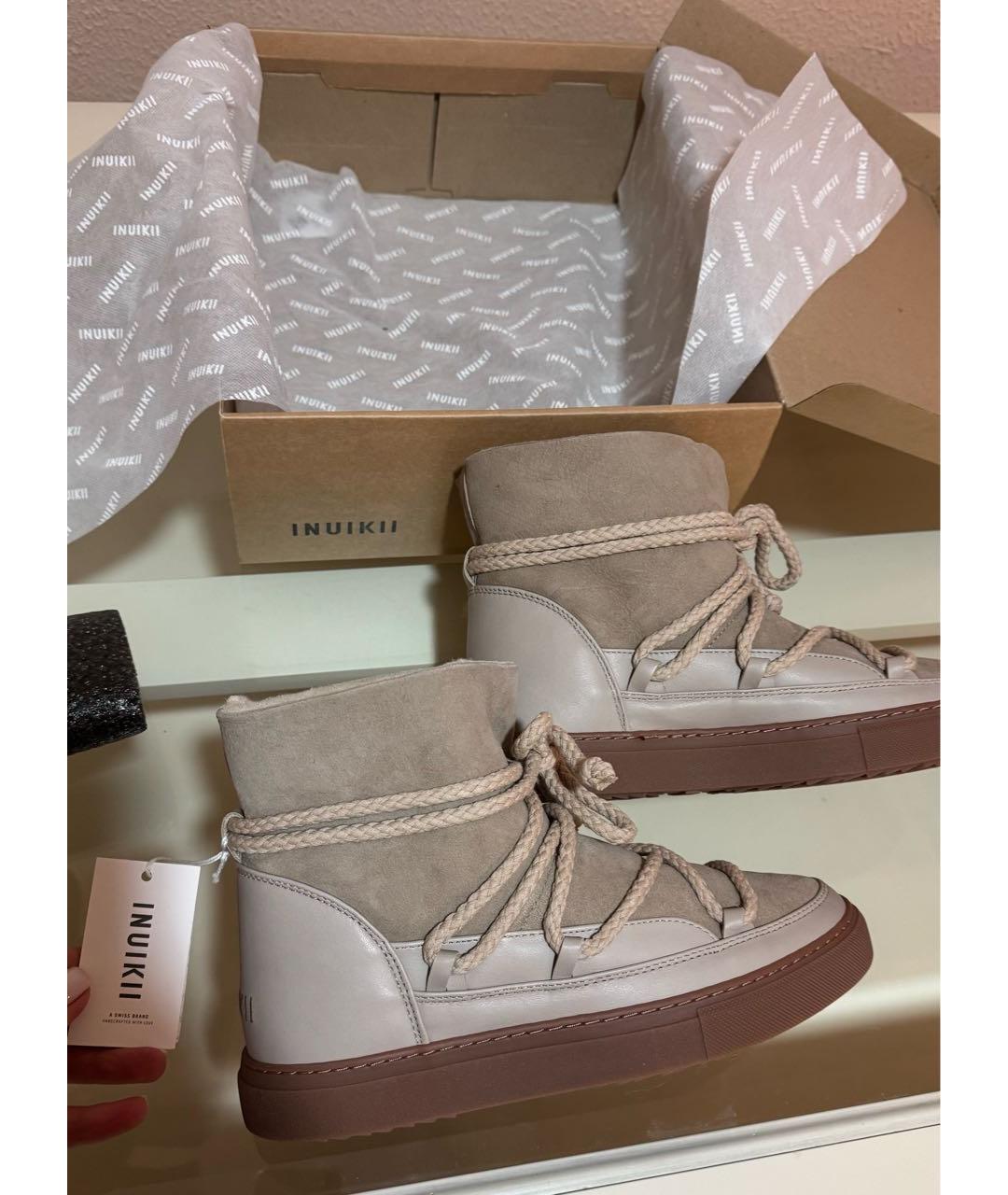 INUIKII Бежевые кожаные полусапоги, фото 6