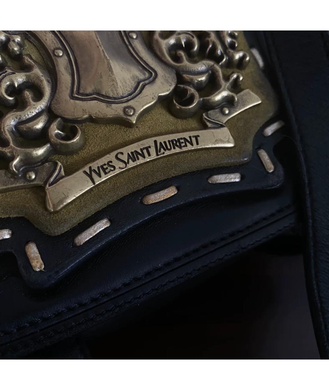SAINT LAURENT Черная кожаная сумка через плечо, фото 2