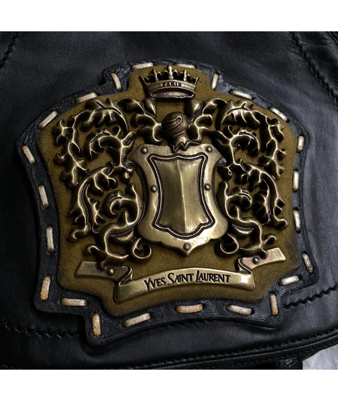 SAINT LAURENT Черная кожаная сумка через плечо, фото 3