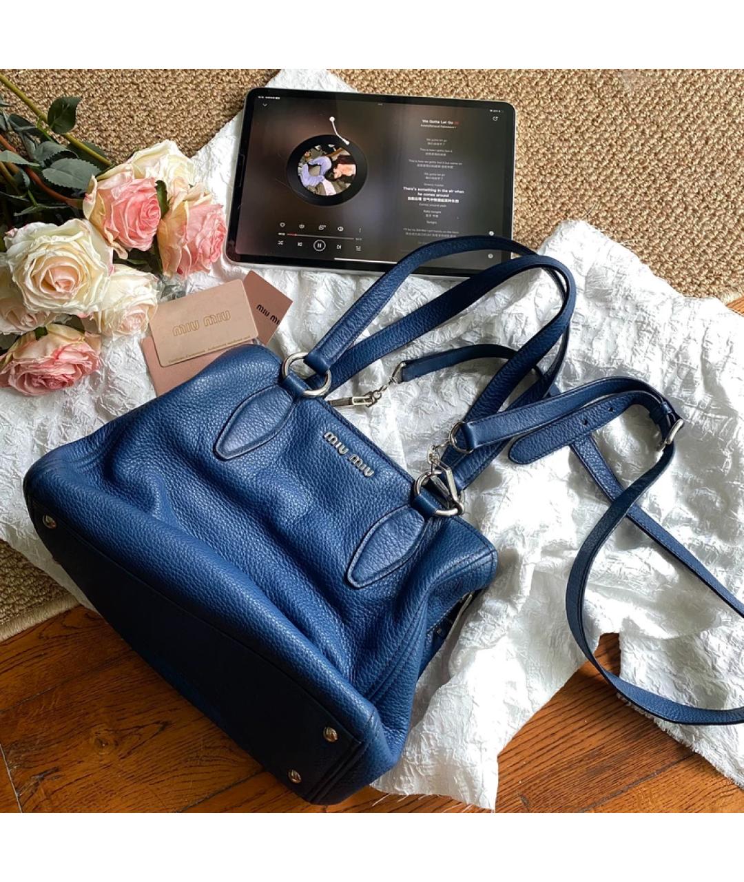 MIU MIU Синяя кожаная сумка через плечо, фото 7