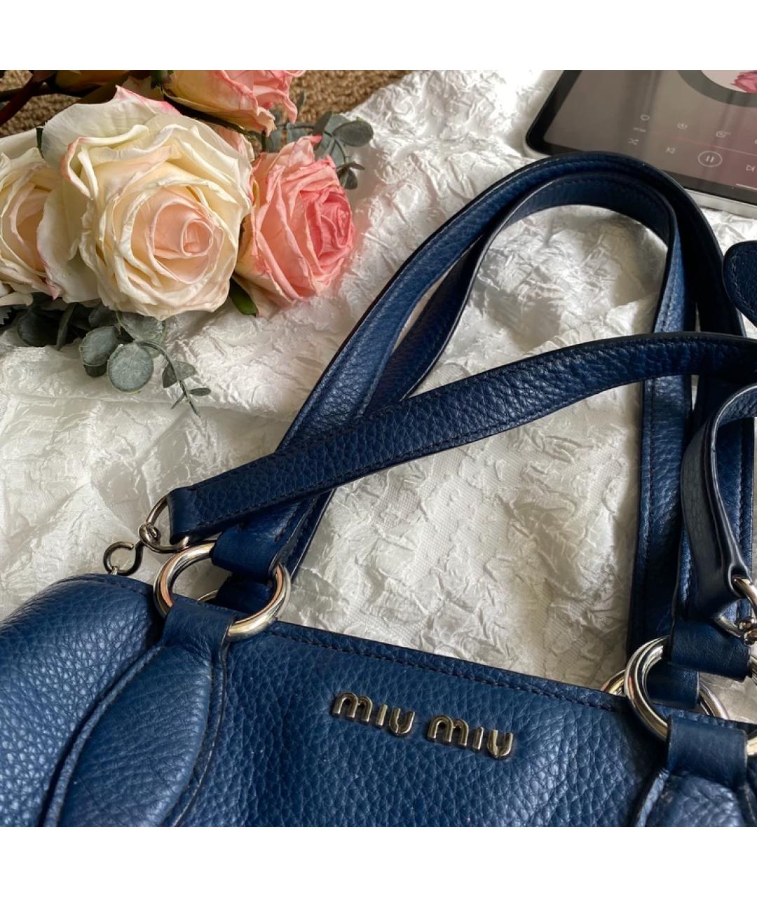 MIU MIU Синяя кожаная сумка через плечо, фото 3