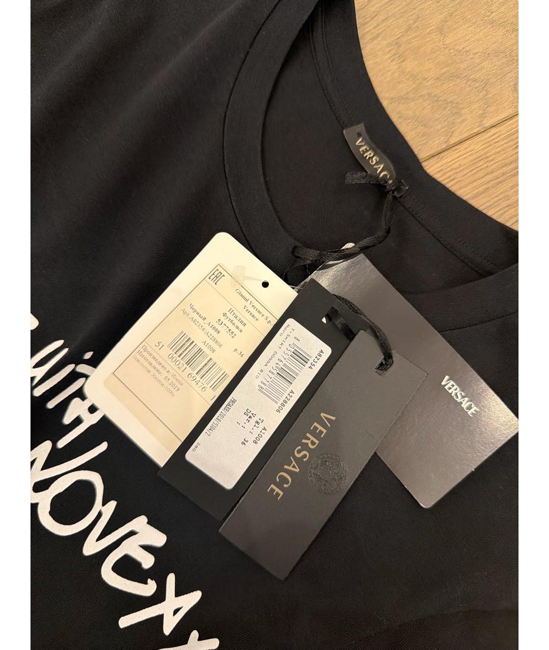VERSACE Черная хлопковая футболка, фото 3