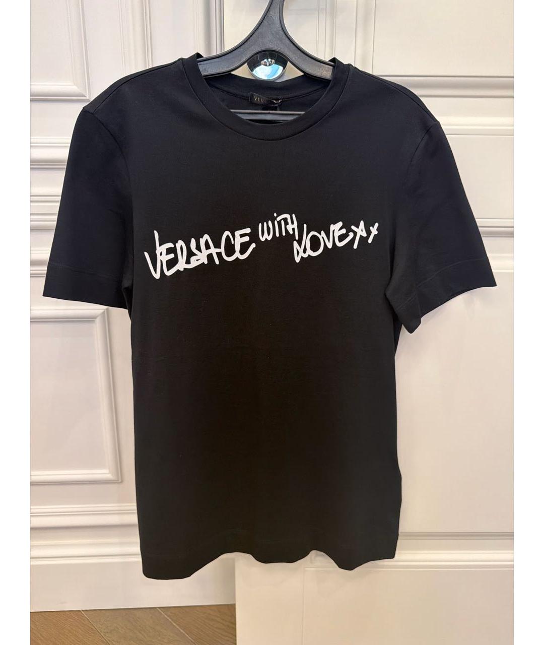 VERSACE Черная хлопковая футболка, фото 5