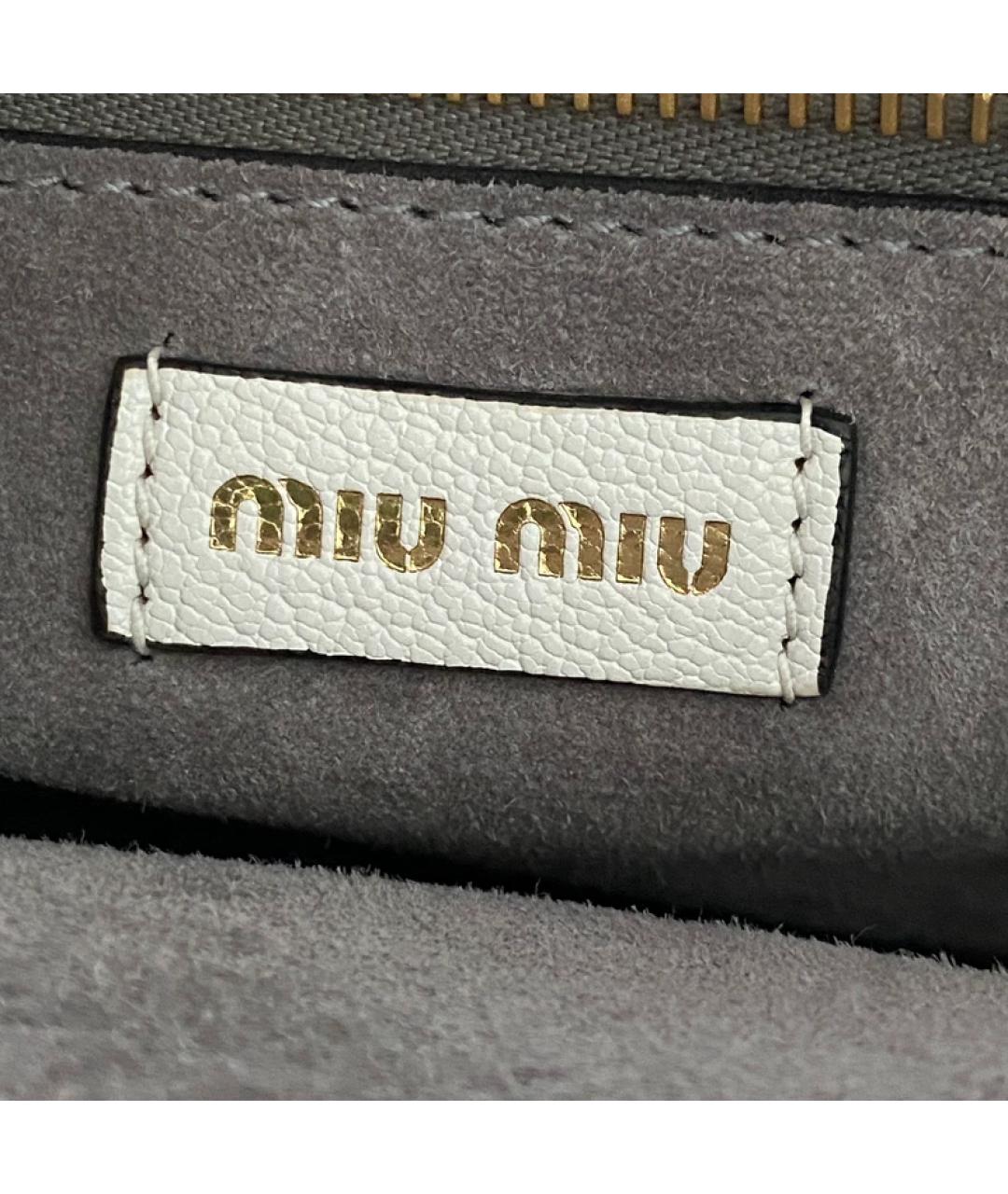 MIU MIU Белая кожаная сумка с короткими ручками, фото 7