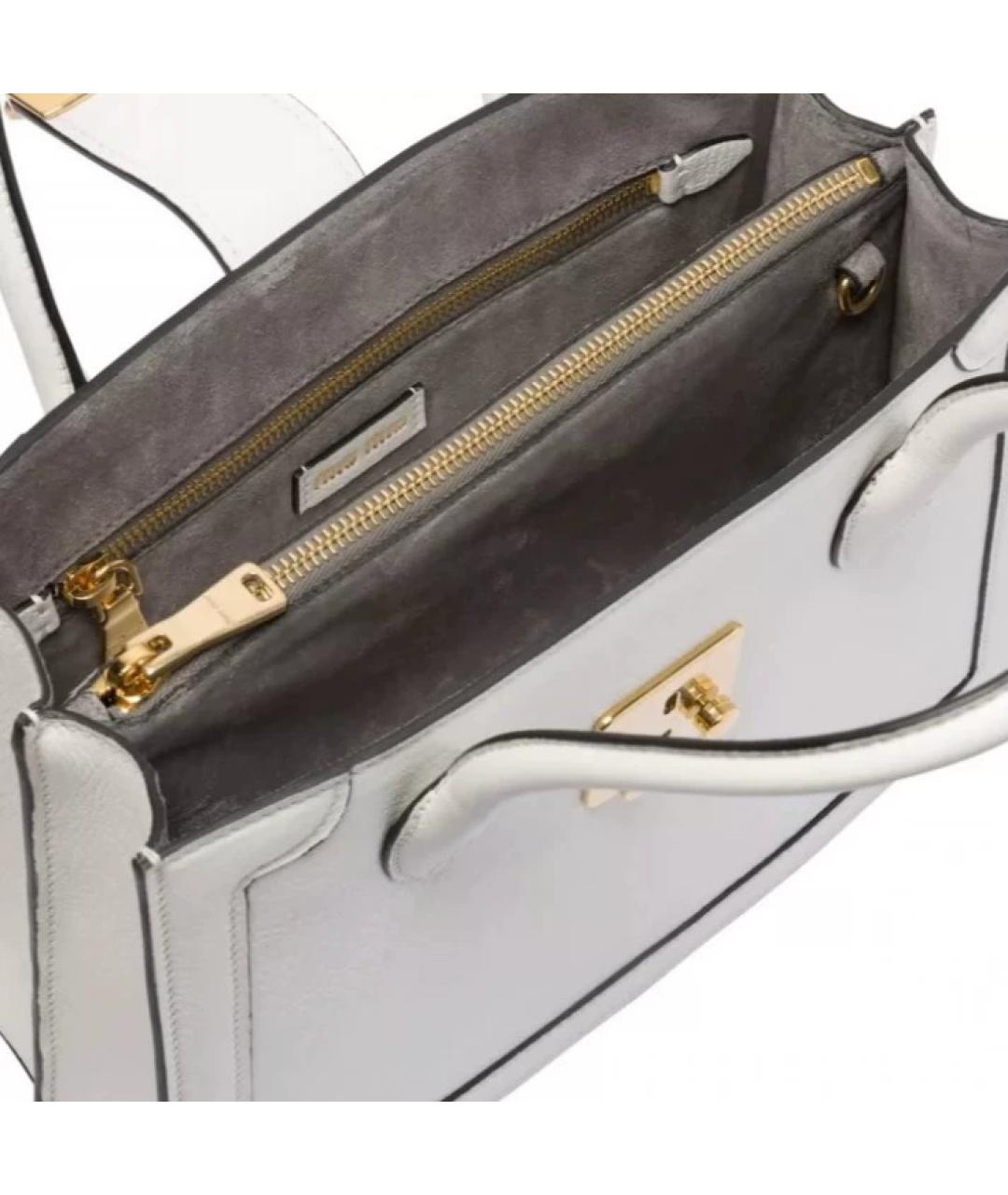 MIU MIU Белая кожаная сумка с короткими ручками, фото 2