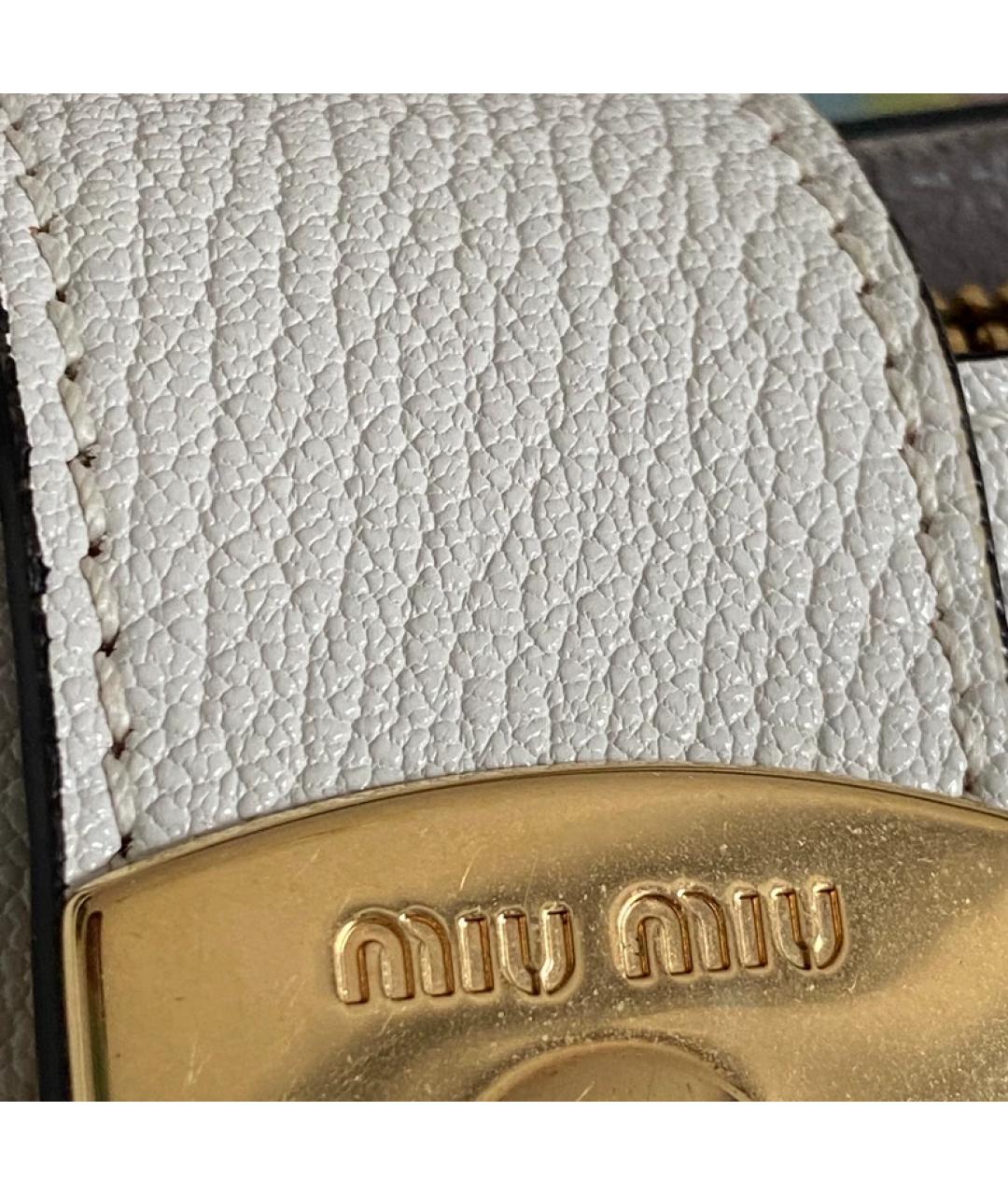 MIU MIU Белая кожаная сумка с короткими ручками, фото 3