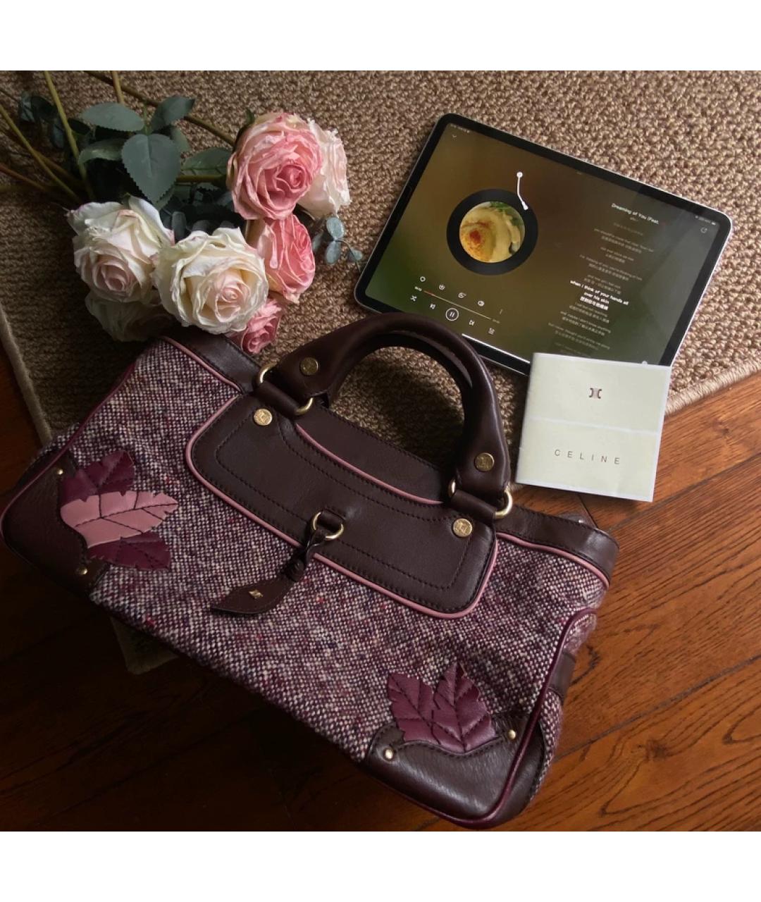 CELINE Фиолетовая кожаная сумка с короткими ручками, фото 9