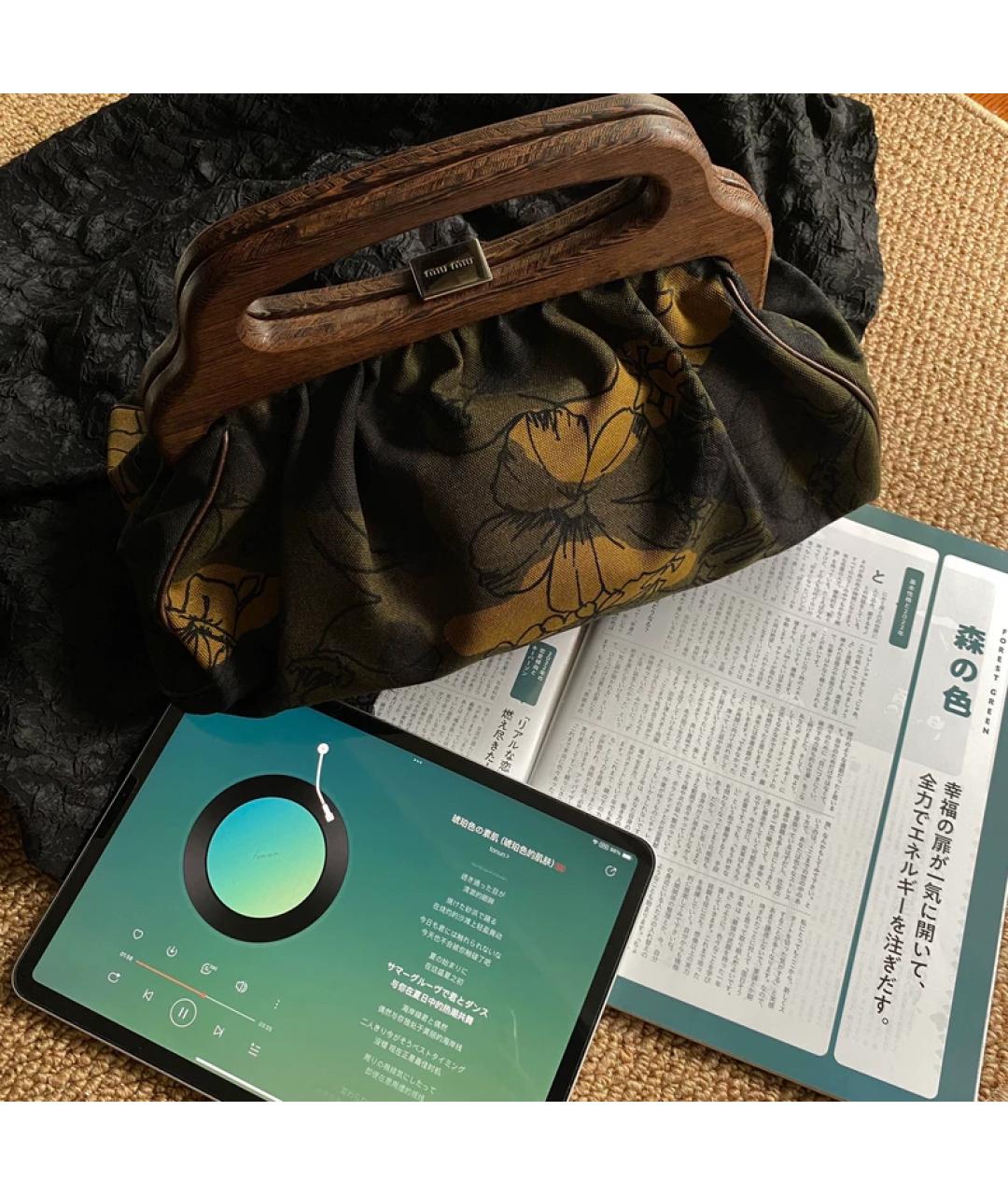 MIU MIU Мульти льняная сумка с короткими ручками, фото 5