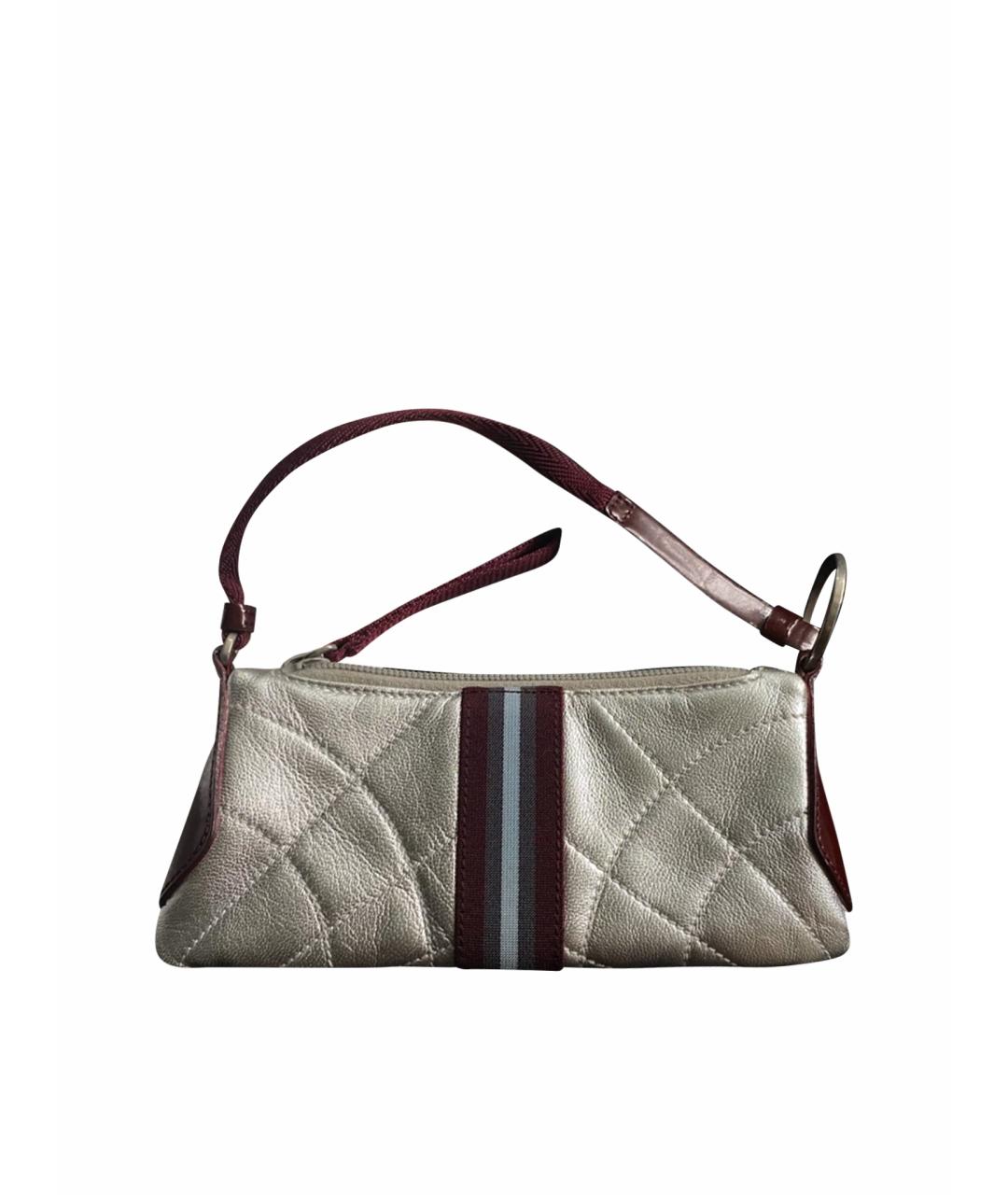 PRADA Серебряная кожаная сумка с короткими ручками, фото 1