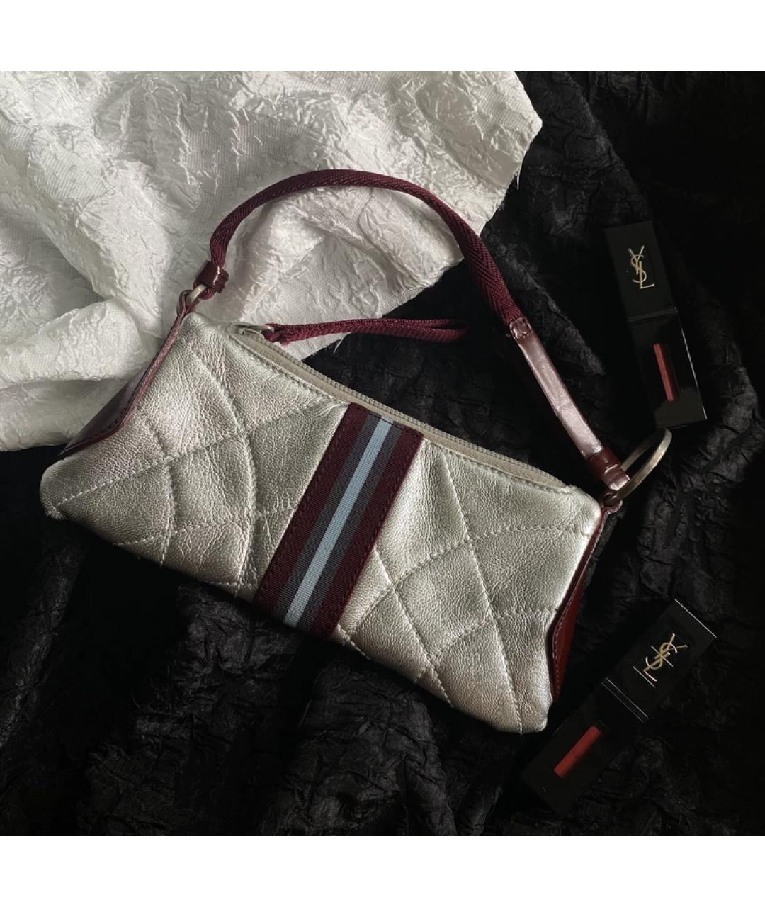 PRADA Серебряная кожаная сумка с короткими ручками, фото 6