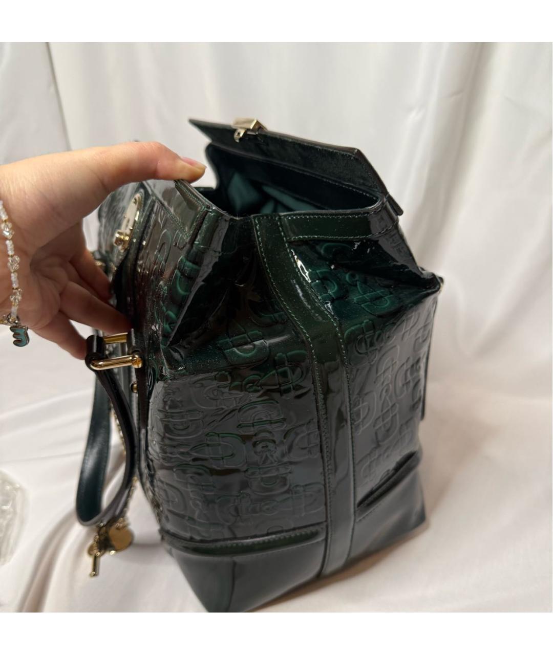 GUCCI Зеленая сумка с короткими ручками из лакированной кожи, фото 7