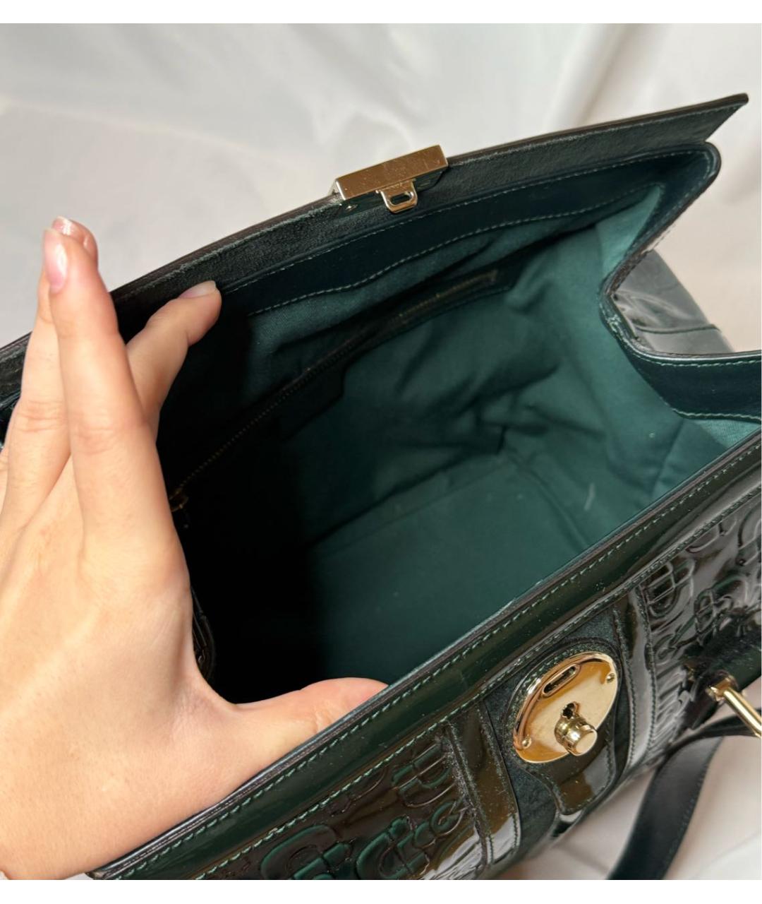GUCCI Зеленая сумка с короткими ручками из лакированной кожи, фото 6