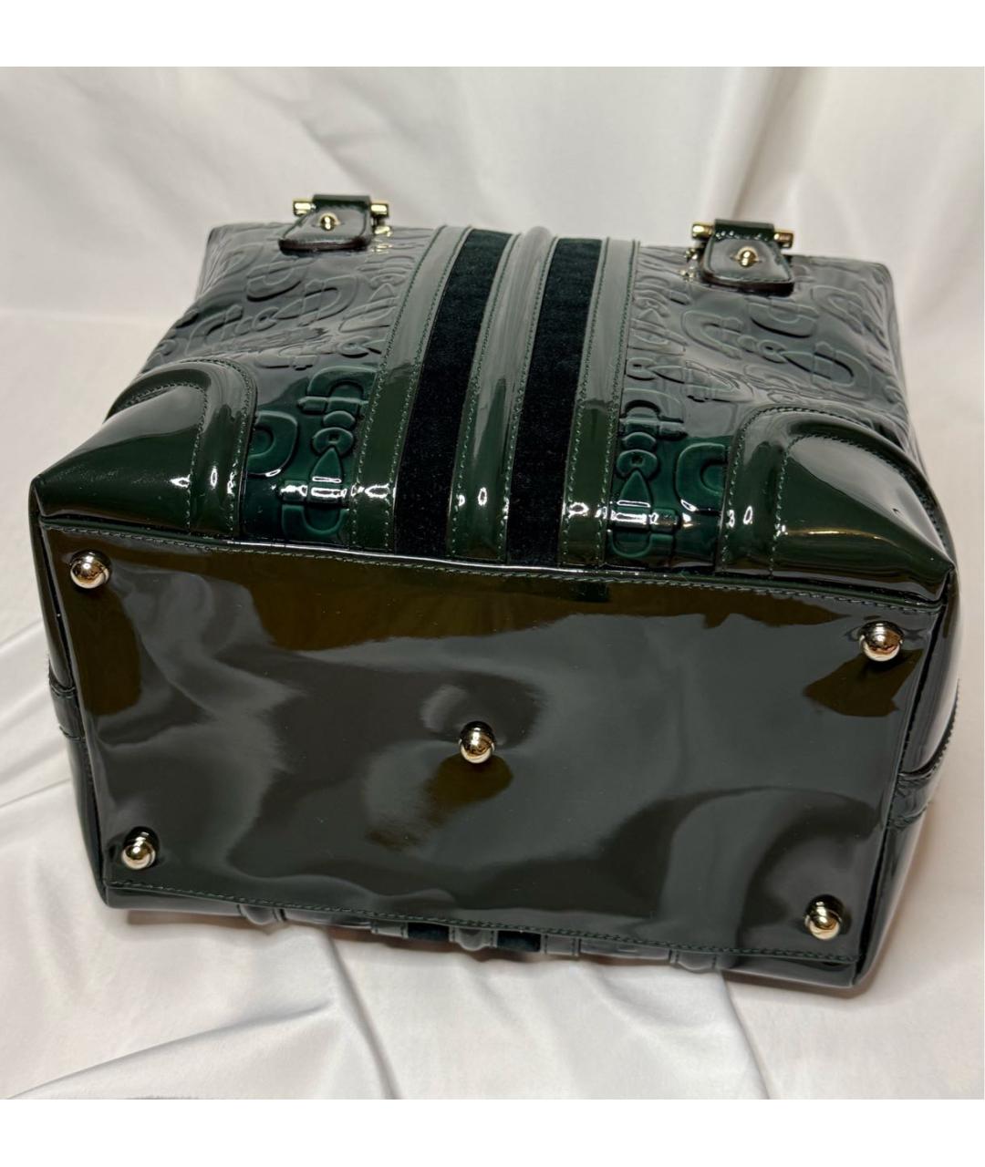 GUCCI Зеленая сумка с короткими ручками из лакированной кожи, фото 3