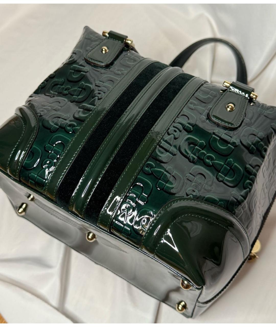 GUCCI Зеленая сумка с короткими ручками из лакированной кожи, фото 4