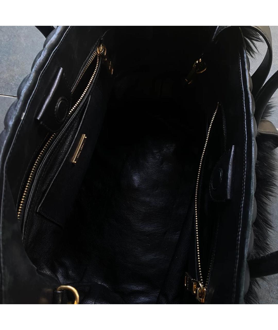MIU MIU Черная меховая сумка с короткими ручками, фото 2