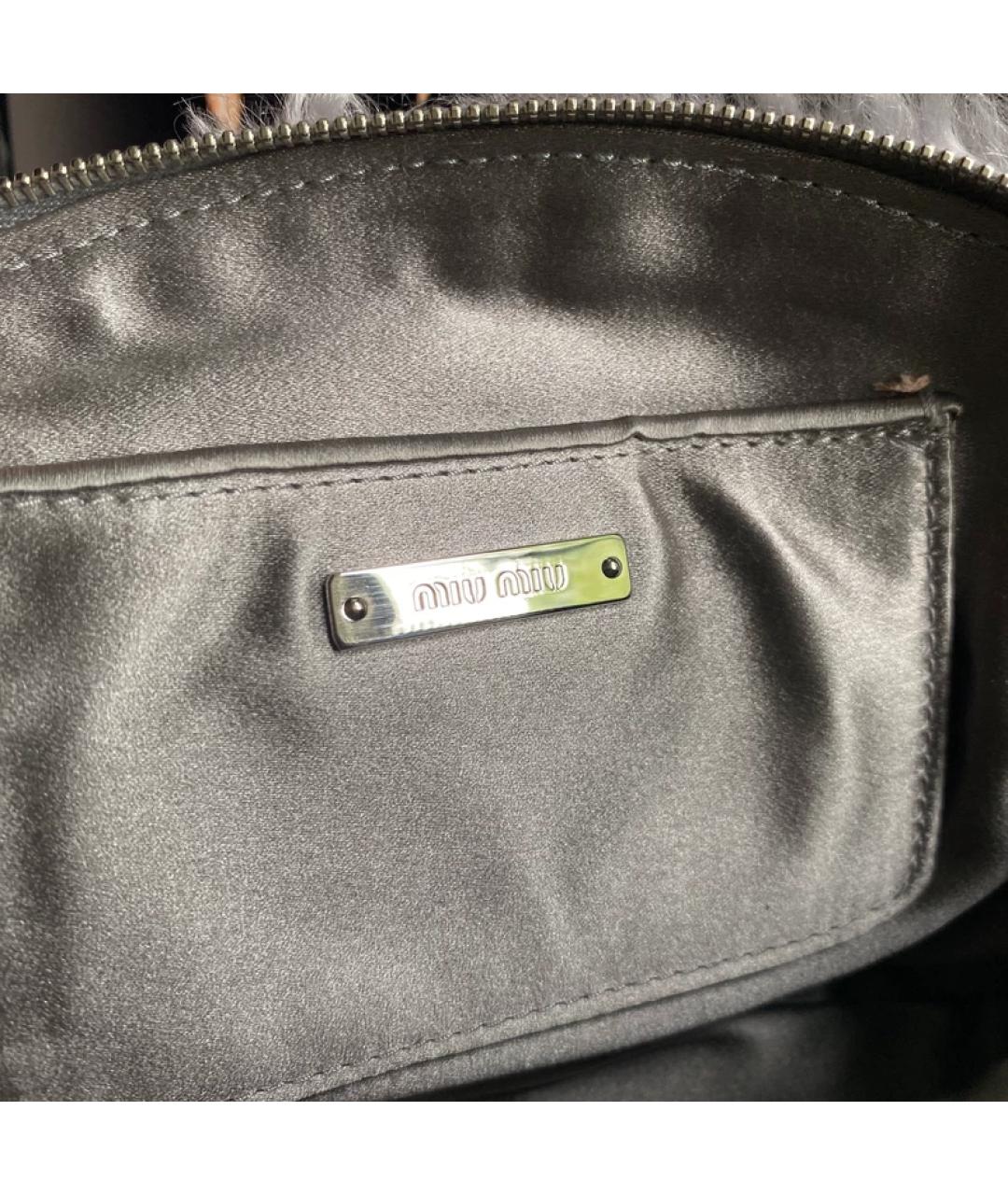 MIU MIU Синяя меховая сумка с короткими ручками, фото 5