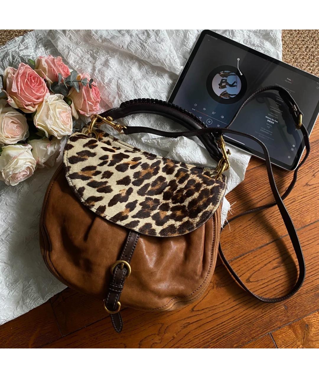 MIU MIU Коричневая меховая сумка с короткими ручками, фото 9