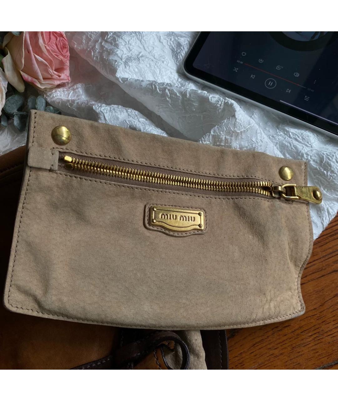 MIU MIU Коричневая меховая сумка с короткими ручками, фото 7