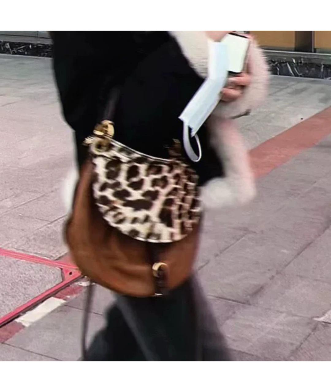 MIU MIU Коричневая меховая сумка с короткими ручками, фото 2