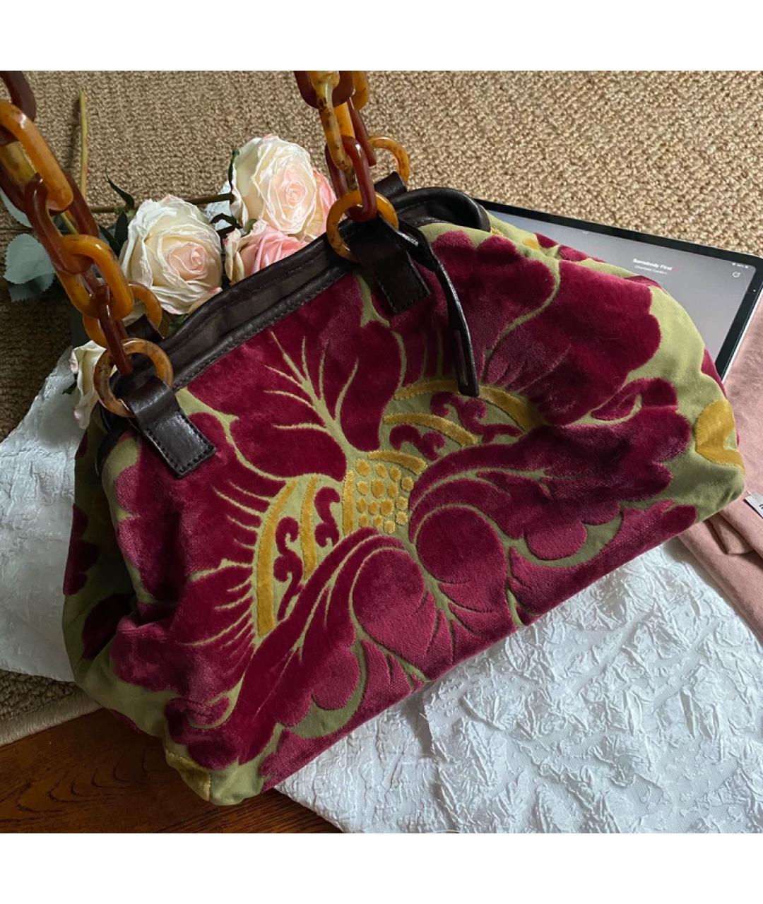 MIU MIU Бордовая бархатная сумка тоут, фото 2