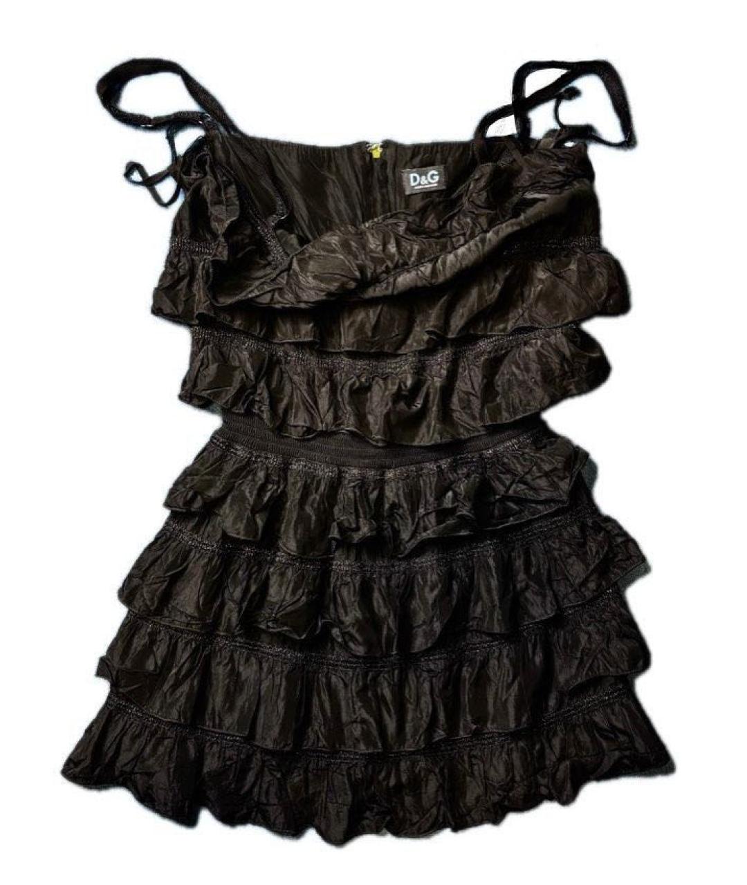 DOLCE&GABBANA Черное шелковое коктейльное платье, фото 1