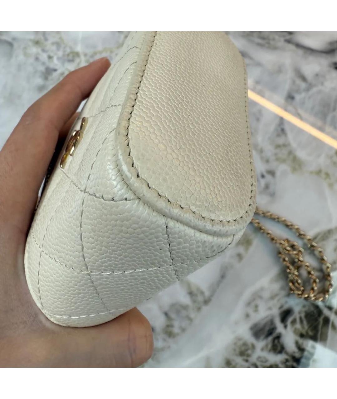CHANEL Белая кожаная сумка через плечо, фото 8