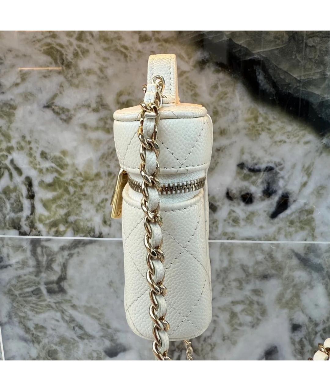 CHANEL Белая кожаная сумка через плечо, фото 3