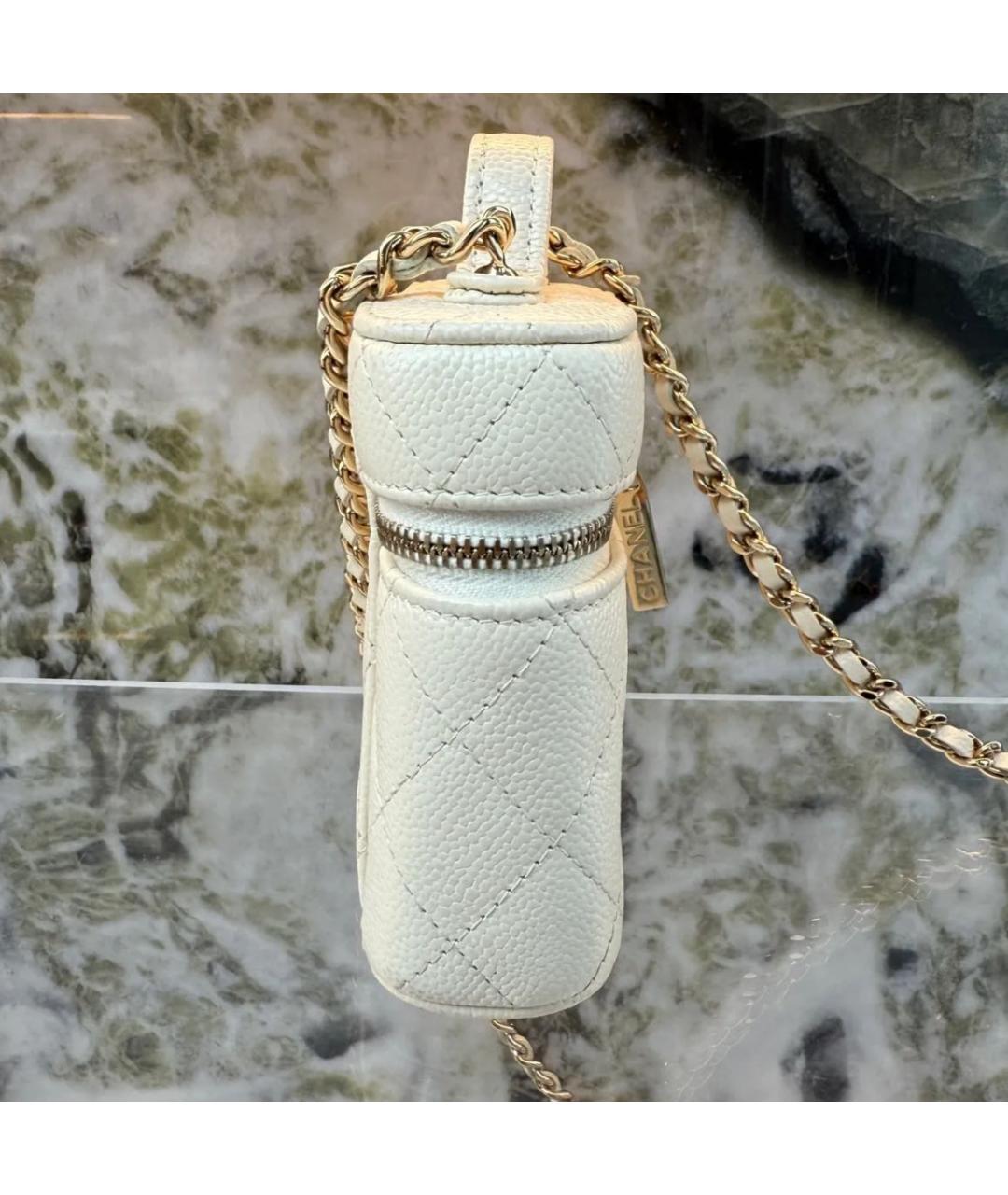 CHANEL Белая кожаная сумка через плечо, фото 4