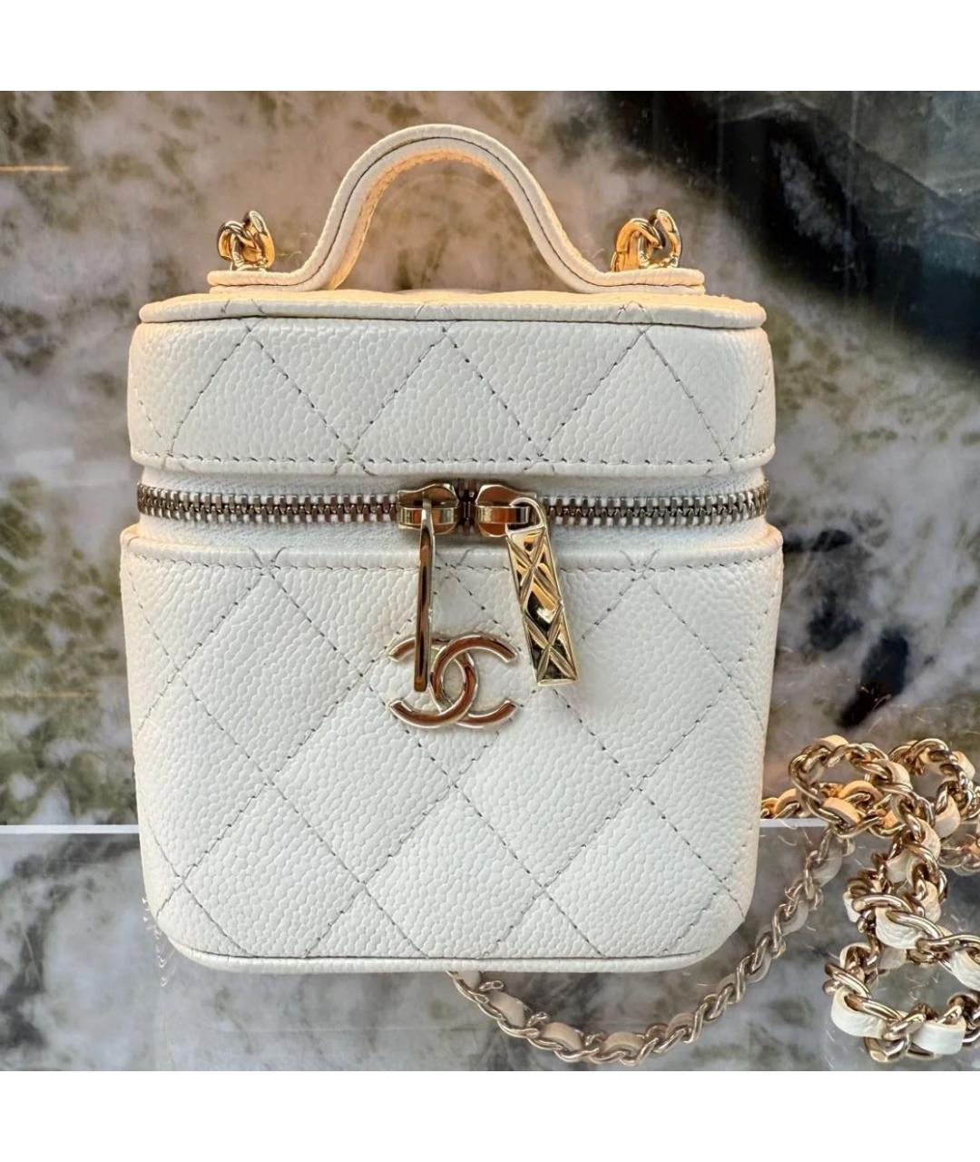 CHANEL Белая кожаная сумка через плечо, фото 9