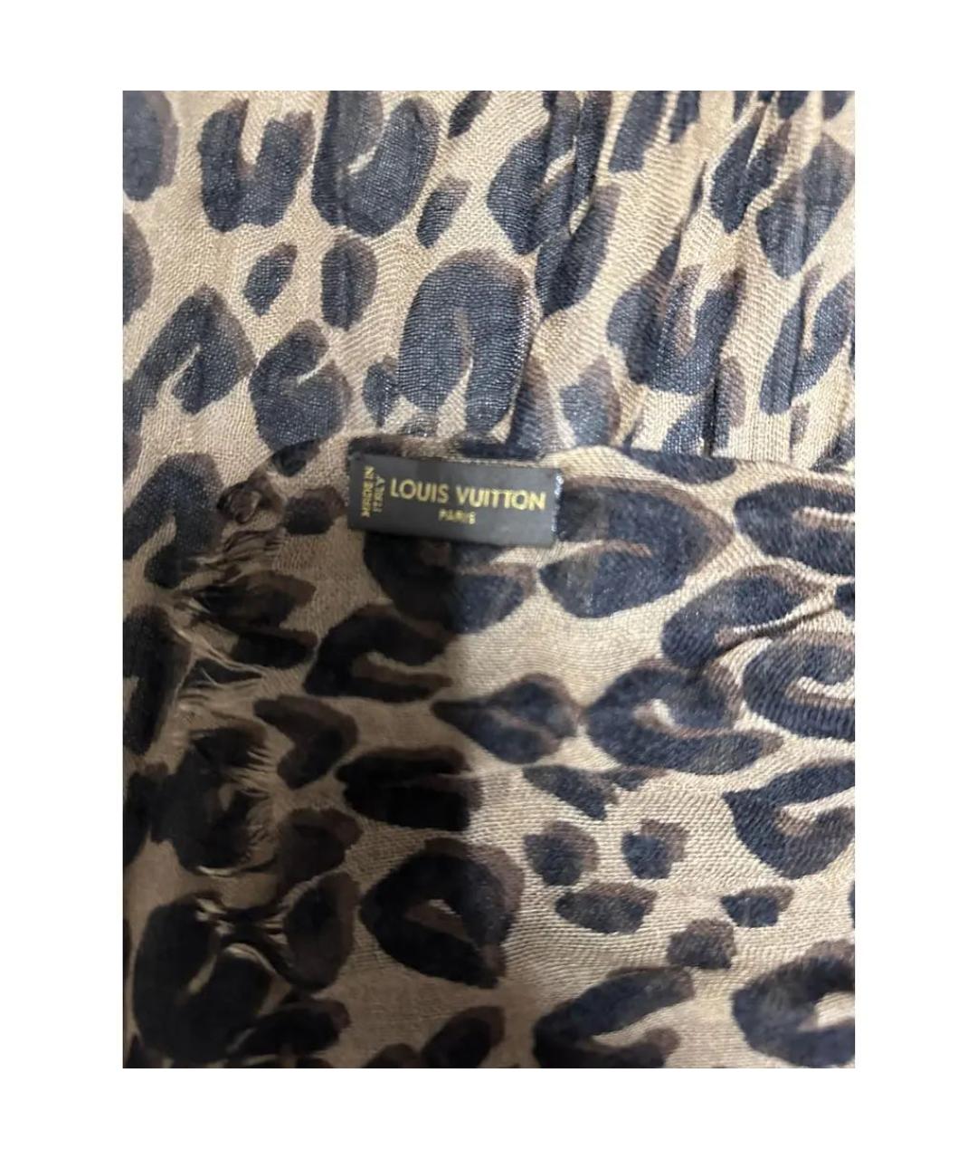 LOUIS VUITTON Коричневый кашемировый платок, фото 2