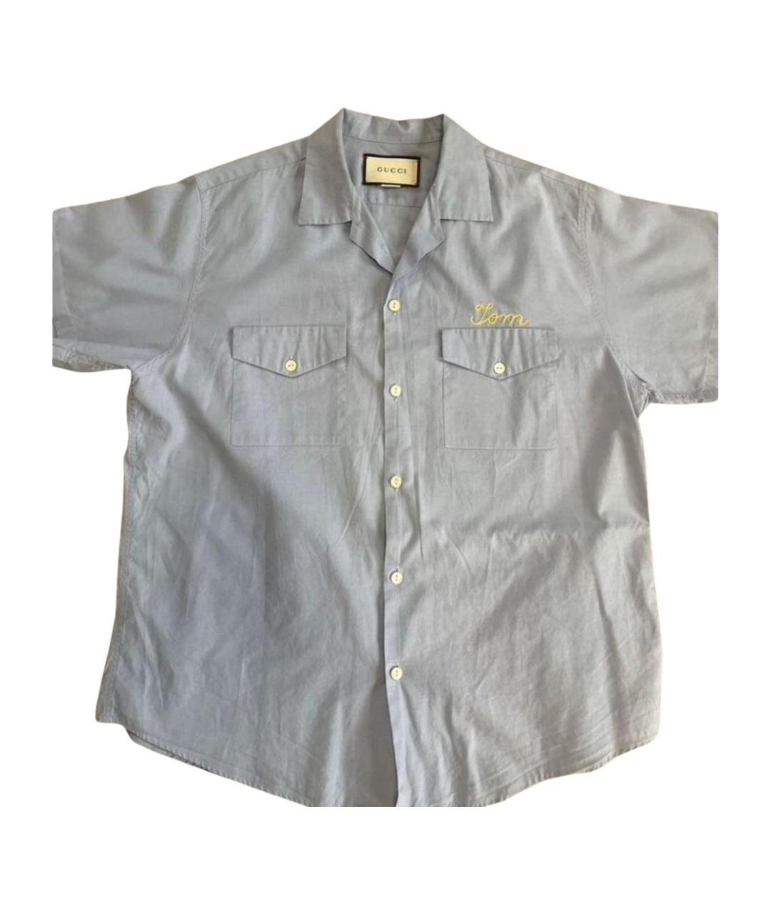 GUCCI Голубая хлопковая кэжуал рубашка, фото 1